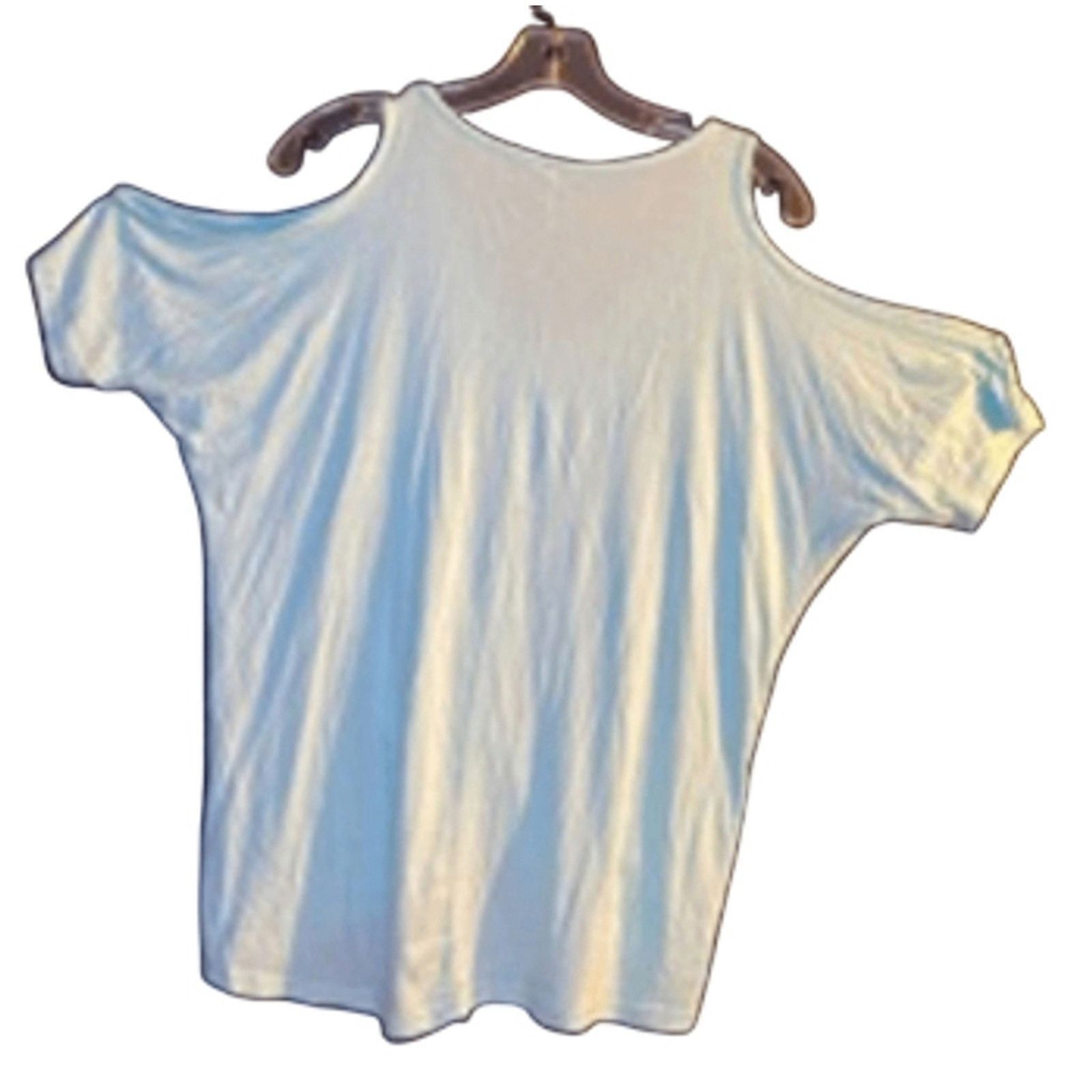 Other Summer Cold Shoulder Aqua Blue Draped Blouse Medium Size M / US 6-8 / IT 42-44 - 7 Thumbnail
