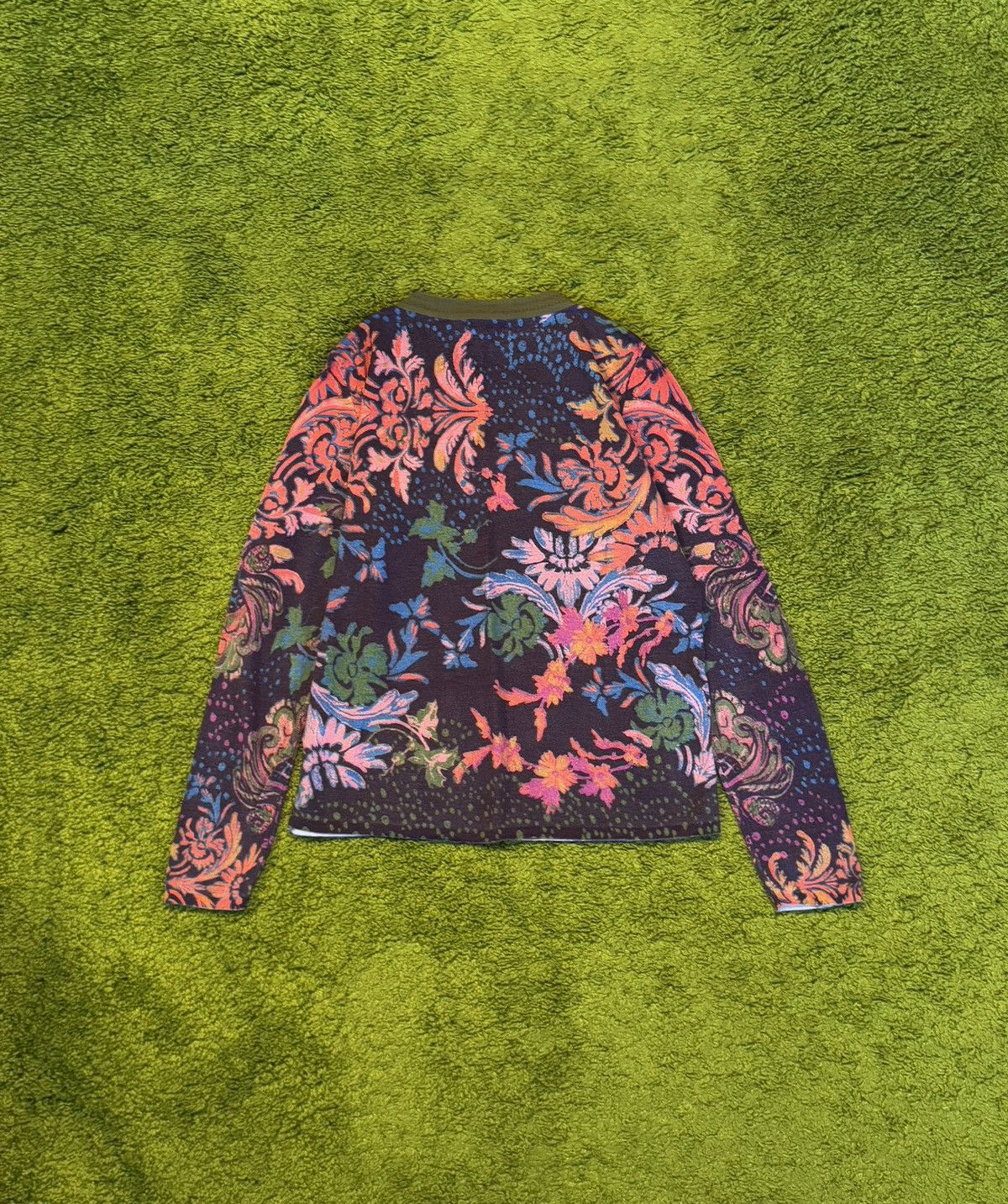Designer Ivko avant Garde floral pattern 100% wool sweater Size M / US 6-8 / IT 42-44 - 2 Thumbnail