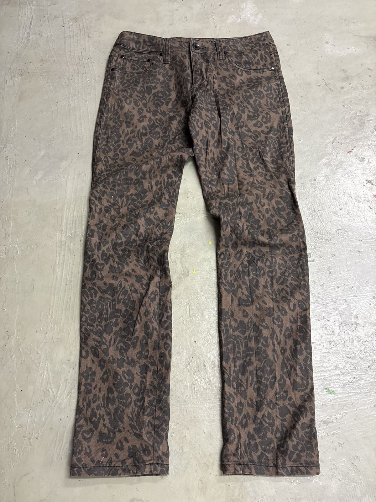 Japanese Brand No Future Slim Leopard Punk Trousers Size US 31 - 2 Thumbnail