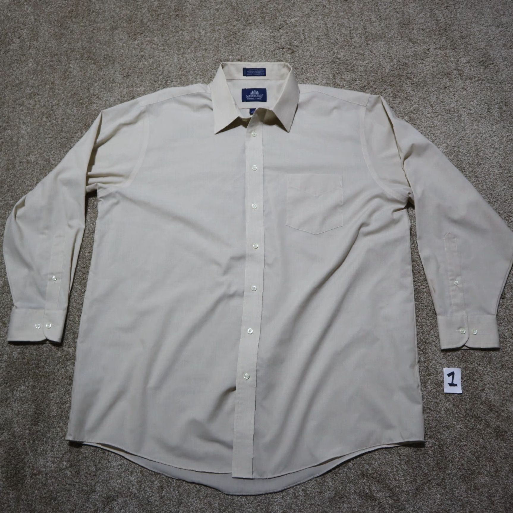 Stafford Stafford Shirt Button-Up Long Sleeve Travel Casual Brown 17.5 Mens Size 17.5 Cotton Blend Pockets Size US XXL / EU 58 / 5 - 2 Thumbnail
