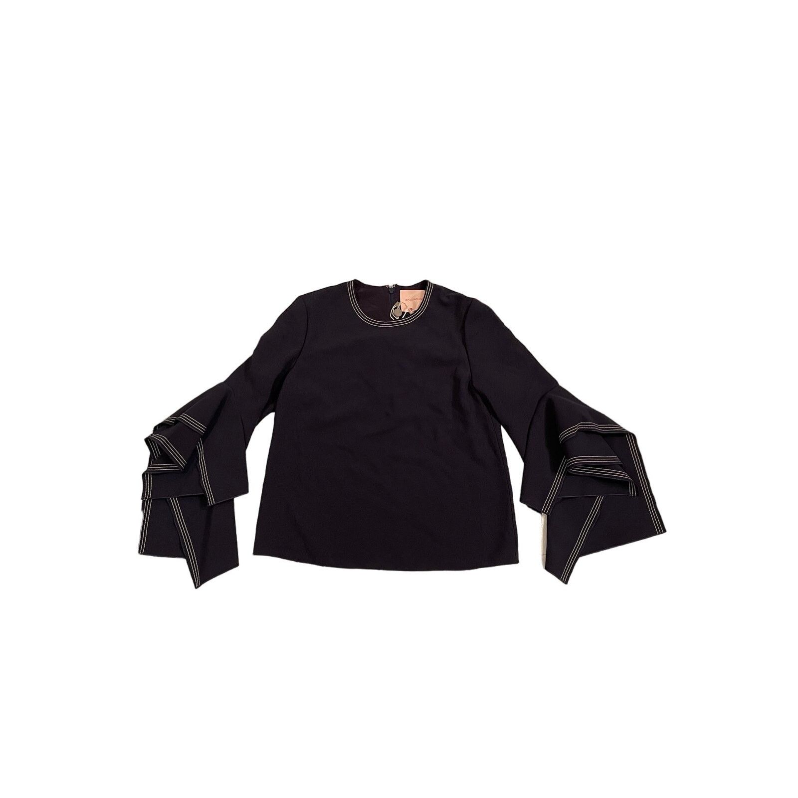 ROKSANDA Roksanda, Navy Ruffle Sleeve Blouse, NWT, UK 10 Size M / US 6-8 / IT 42-44 - 2 Thumbnail