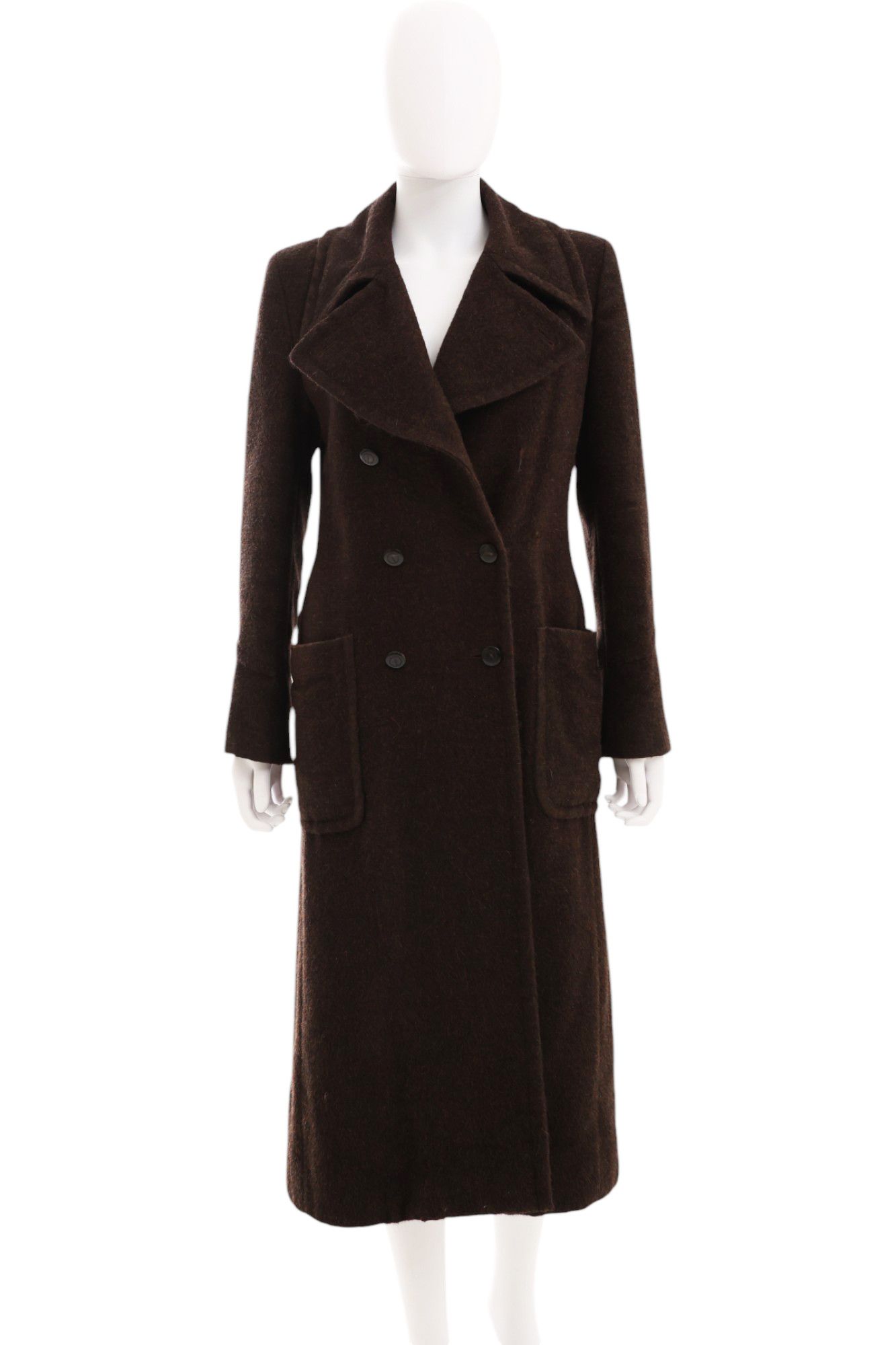 Gucci × Tom Ford F/W 1995 Alpaca Brown Double Breasted Coat Size XS / US 0-2 / IT 36-38 - 1 Thumbnail