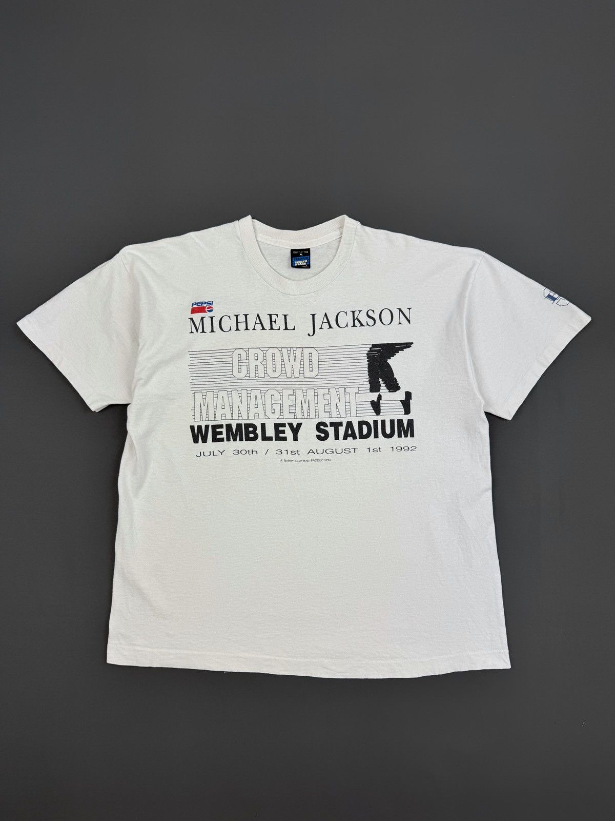 Band Tees × Michael Jackson × Vintage 1992 Vintage Michael Jackson Wembley Stadium Rare T-Shirt Size US XL / EU 56 / 4 - 1 Thumbnail