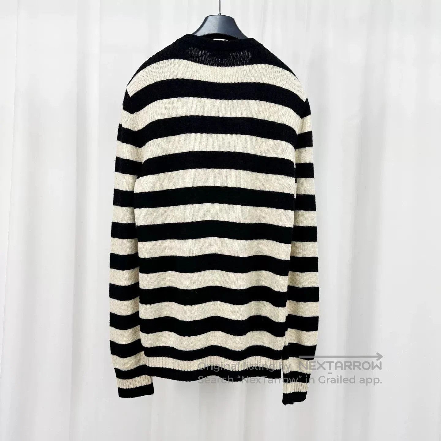 Saint Laurent Paris black and white striped wool knit sweater. Size US L / EU 52-54 / 3 - 2 Thumbnail
