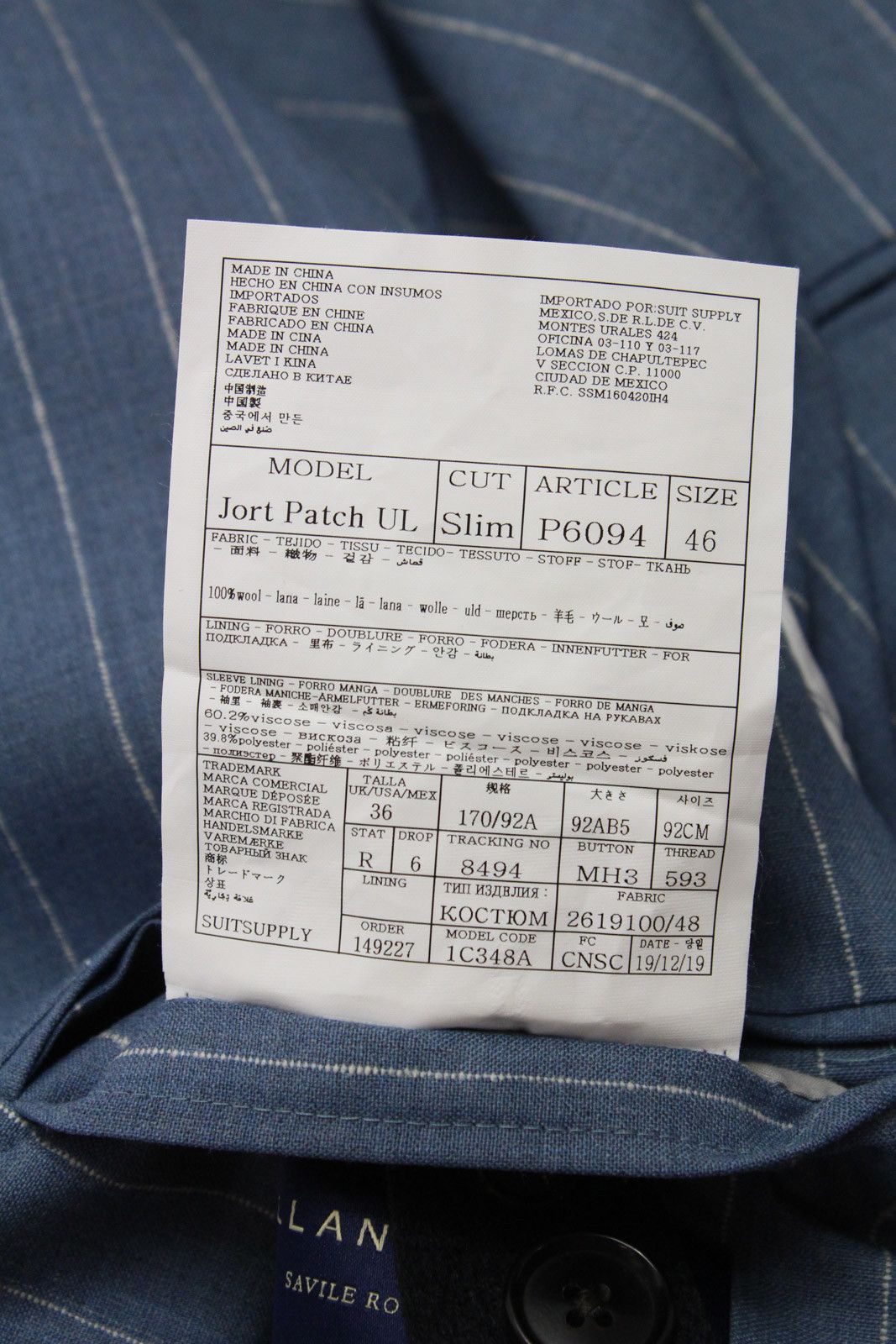 Suitsupply SUITSUPPLY Jort Patch UL Slim / Bolton Suit Men's UK 36 Size 36R - 9 Thumbnail