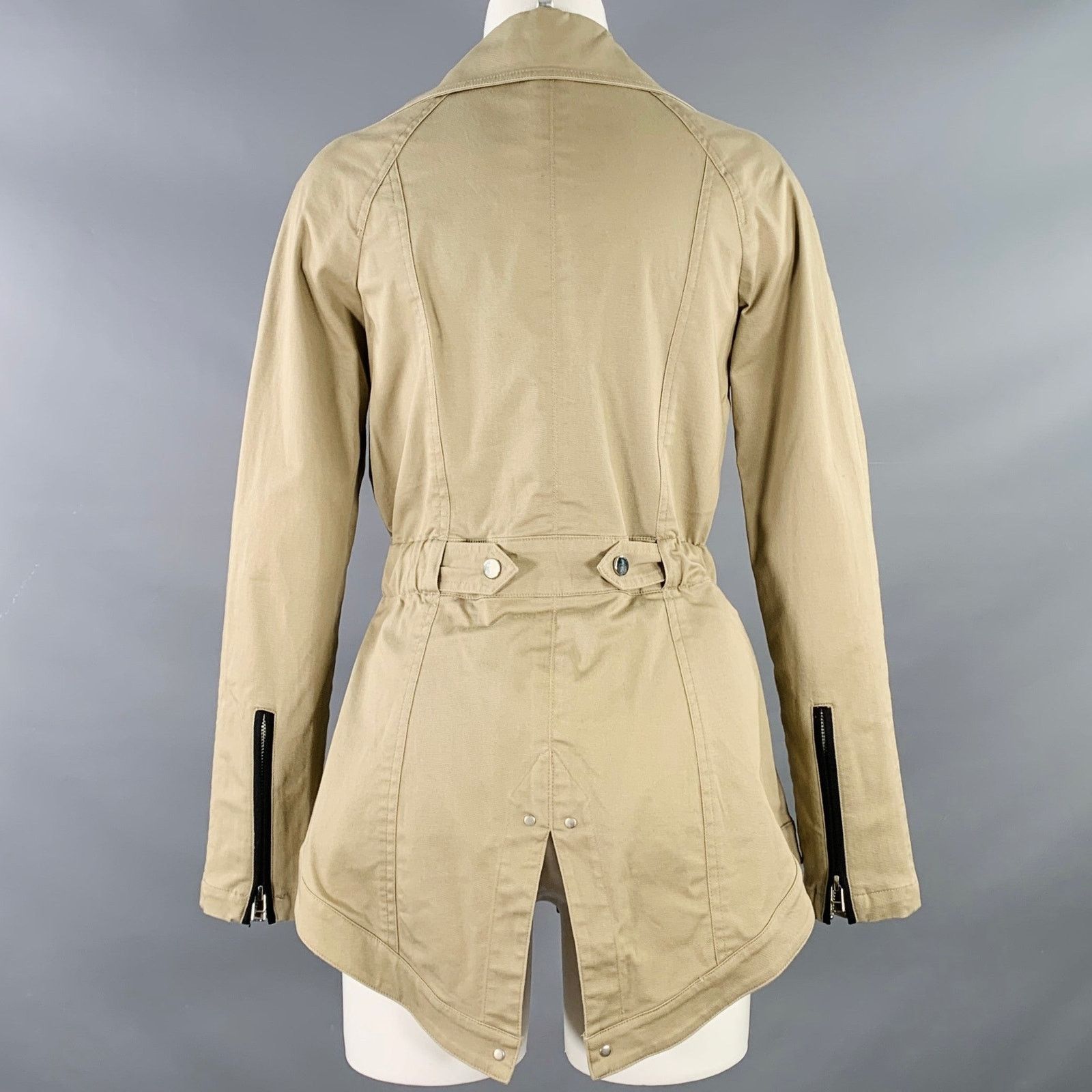Veronica Beard Tan Black Cotton Blend Contrast Trim Zip Snaps Twill Jacket Size S / US 4 / IT 40 - 4 Thumbnail