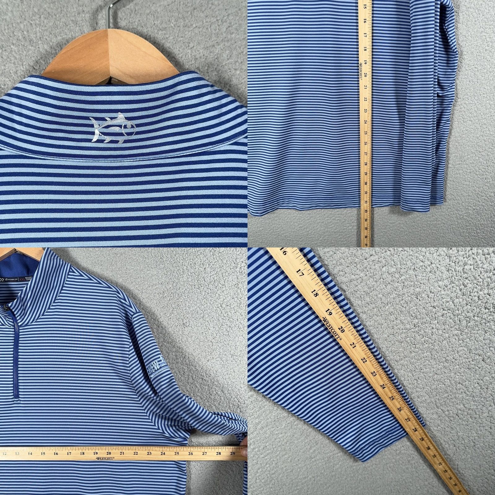 Southern Tide Southern Tide Pullover Mens 2XL Blue Striped Quarter Zip Performance Golf T3 Size US XXL / EU 58 / 5 - 8 Thumbnail