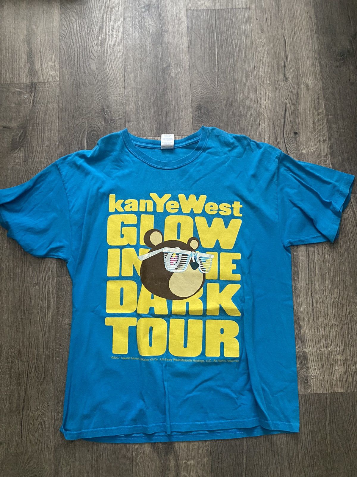 image of Kanye West x Takashi Murakami Glow In The Dark Tour Tee in Blue, Men's (Size XL)