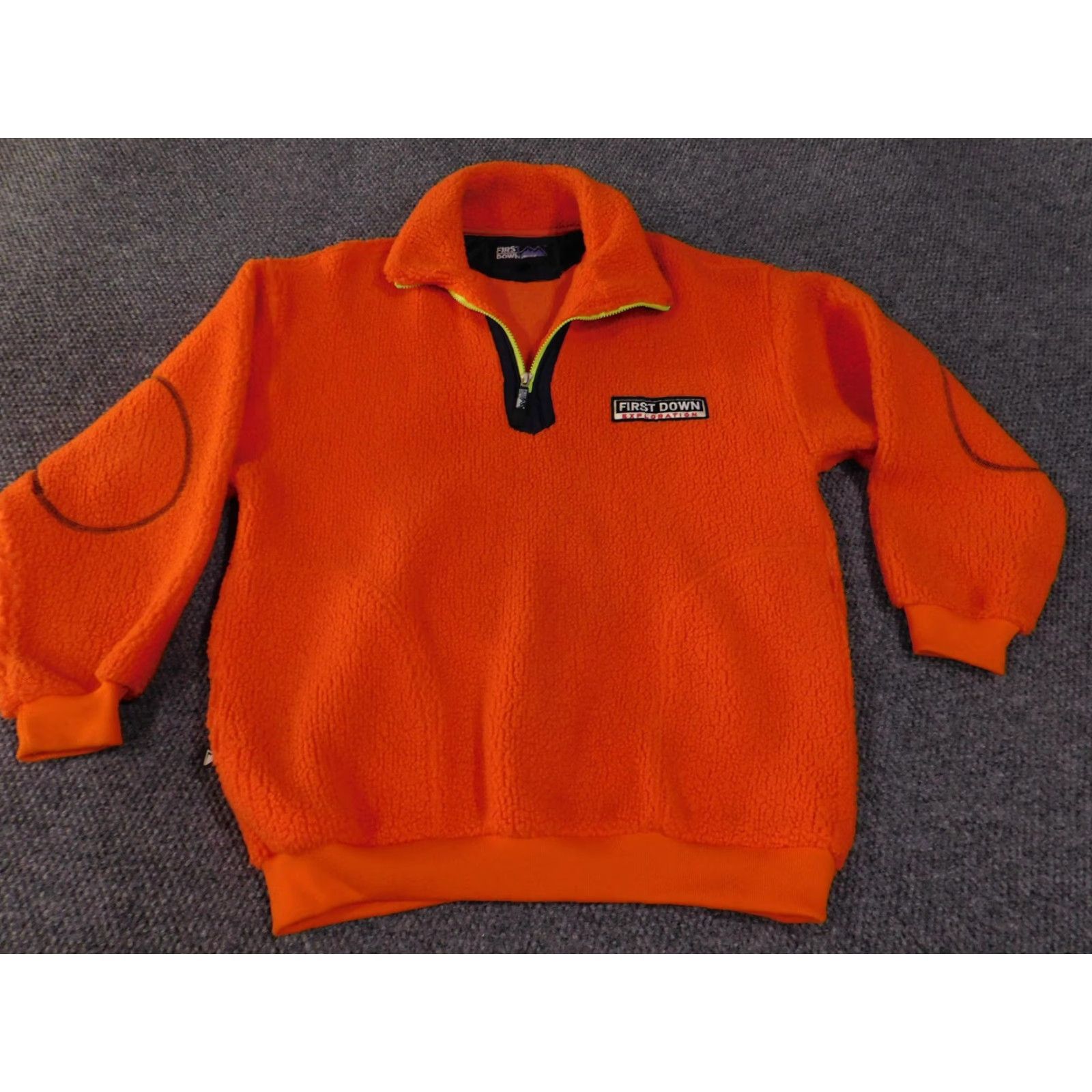 Vintage VINTAGE First Down Pullover Mens Large Orange Fleece Sherpa Sweater Outdoor Warm Retro Size US L / EU 52-54 / 3 - 3 Thumbnail