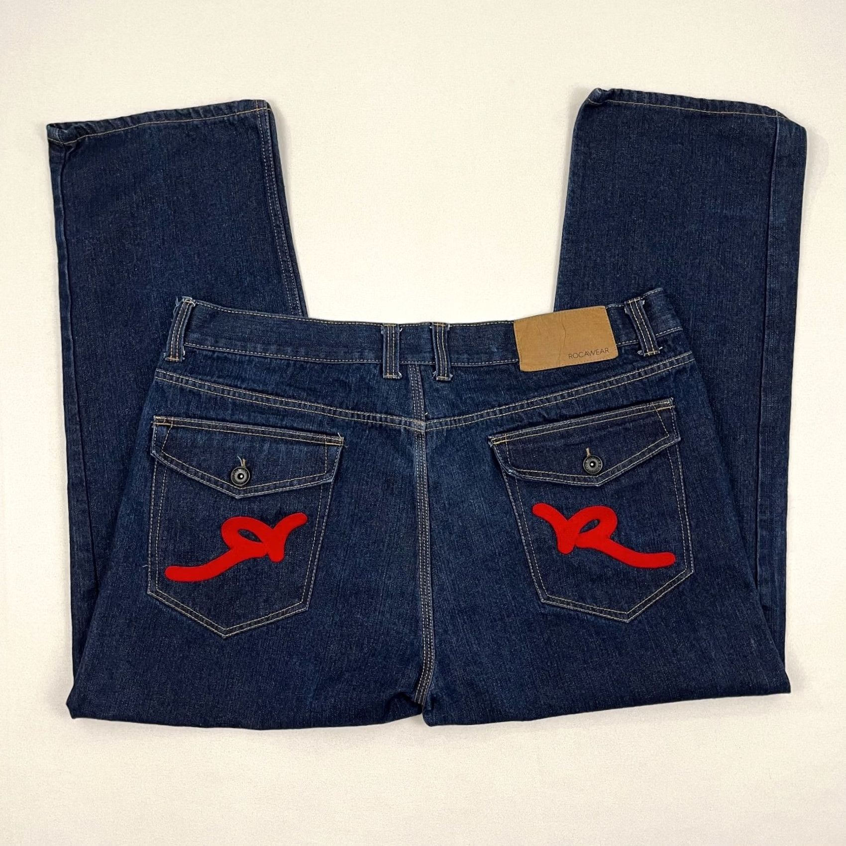 Rocawear Rocawear Jeans Mens 42 x 29 Blue Dark Wash Denim Skater Hip Hop Embroidered Y2K Rock Retro Grunge Style Jeans Mens Size US 42 / EU 58 - 2 Thumbnail