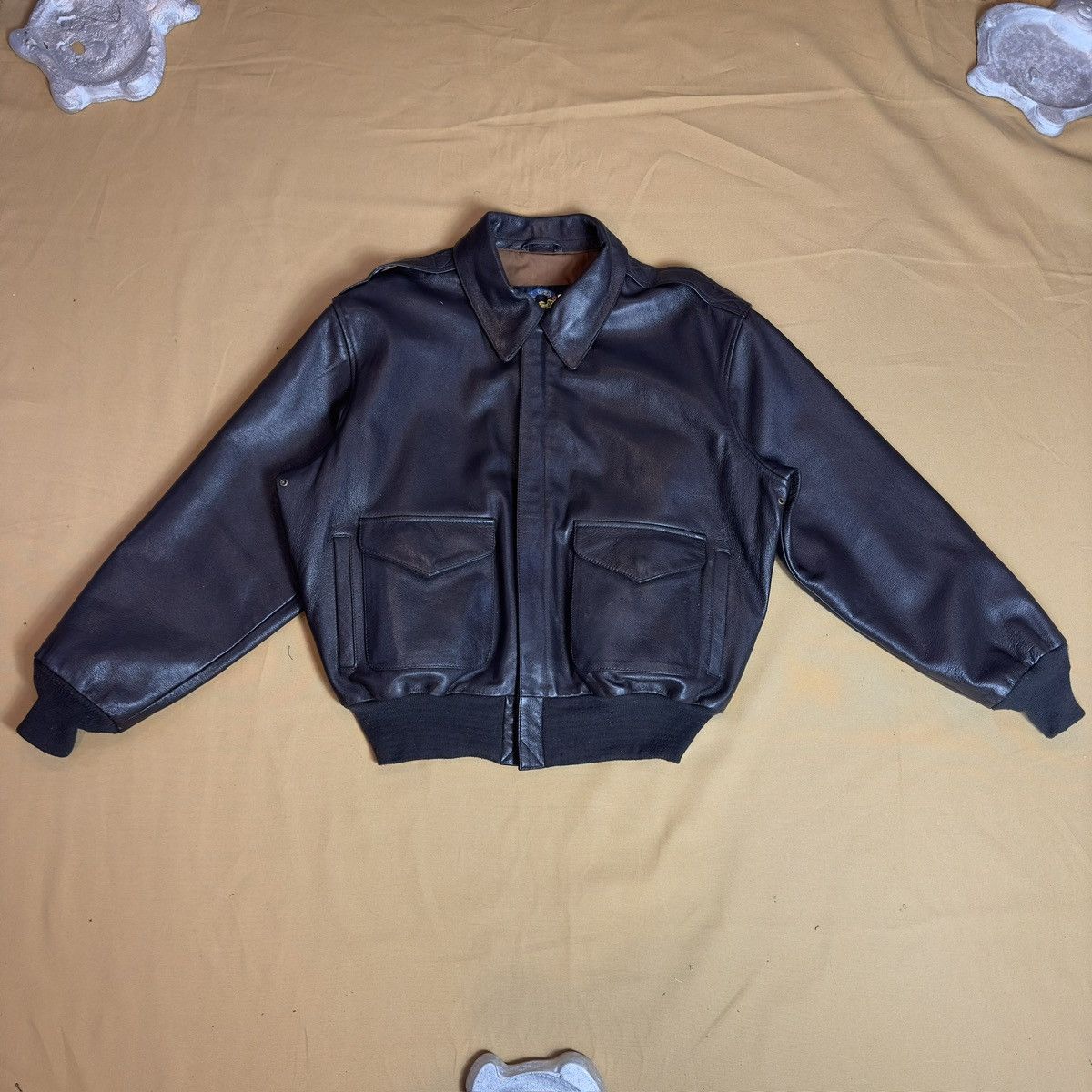 image of US Air Force x USAF A2 Goat Skin Leather Jacket in Brown, Men's (Size XL)