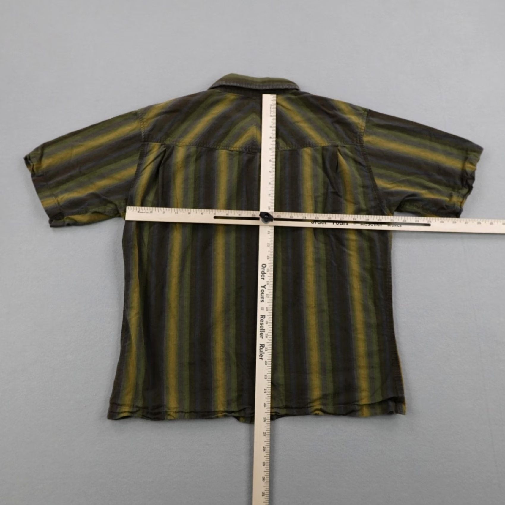 Prana VINTAGE? No -> PrAna Shirt Mens XL Green Yellow Stripes Pearl Snap Hiking Trail Short Sleeve Size US XL / EU 56 / 4 - 6 Thumbnail