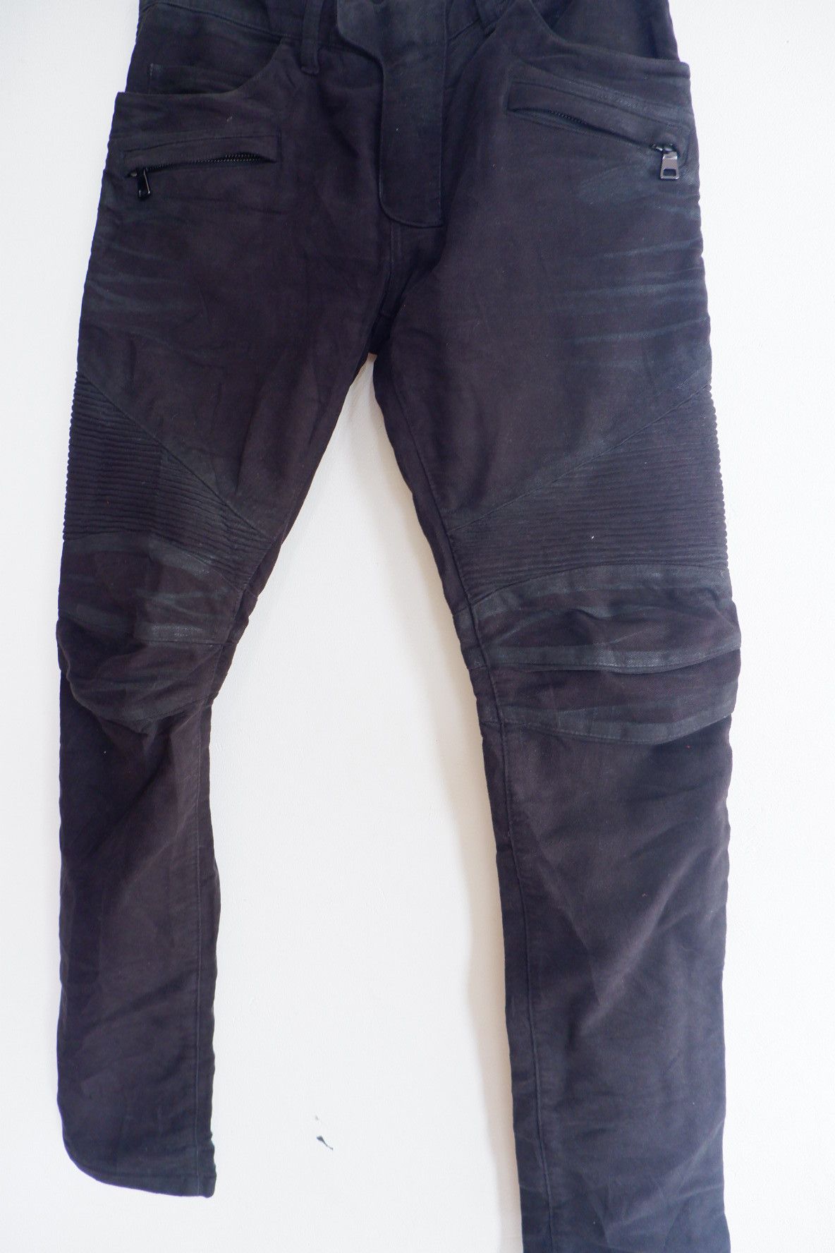 Balmain BALMAIN Christophe Decarnine Biker Waxed Jeans Size US 33 - 4 Thumbnail