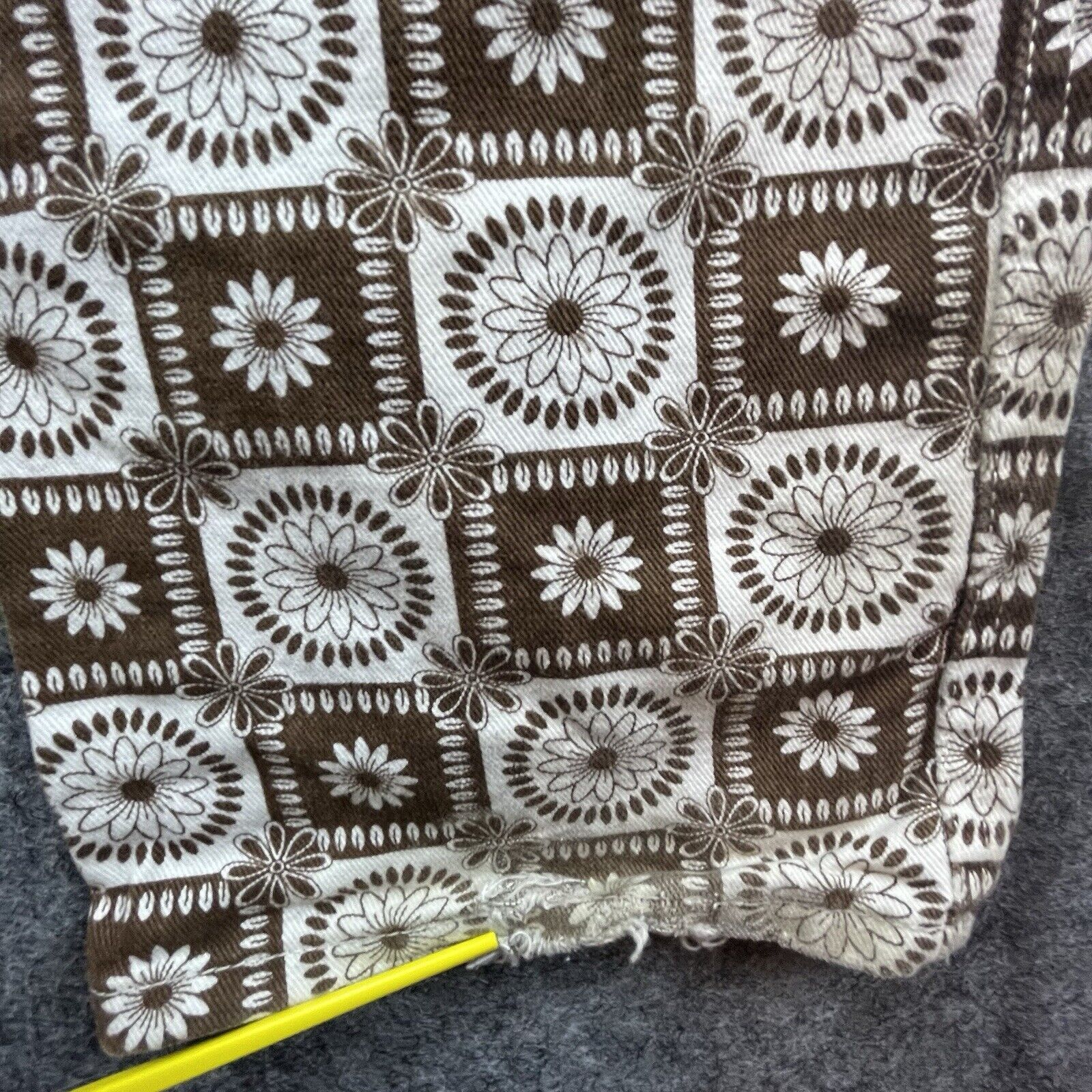 Denim & Co. Denim Co Jeans Womens 0 Brown White Floral Wide Boho Baggy Size 25" / US 0 / IT 36 - 3 Thumbnail