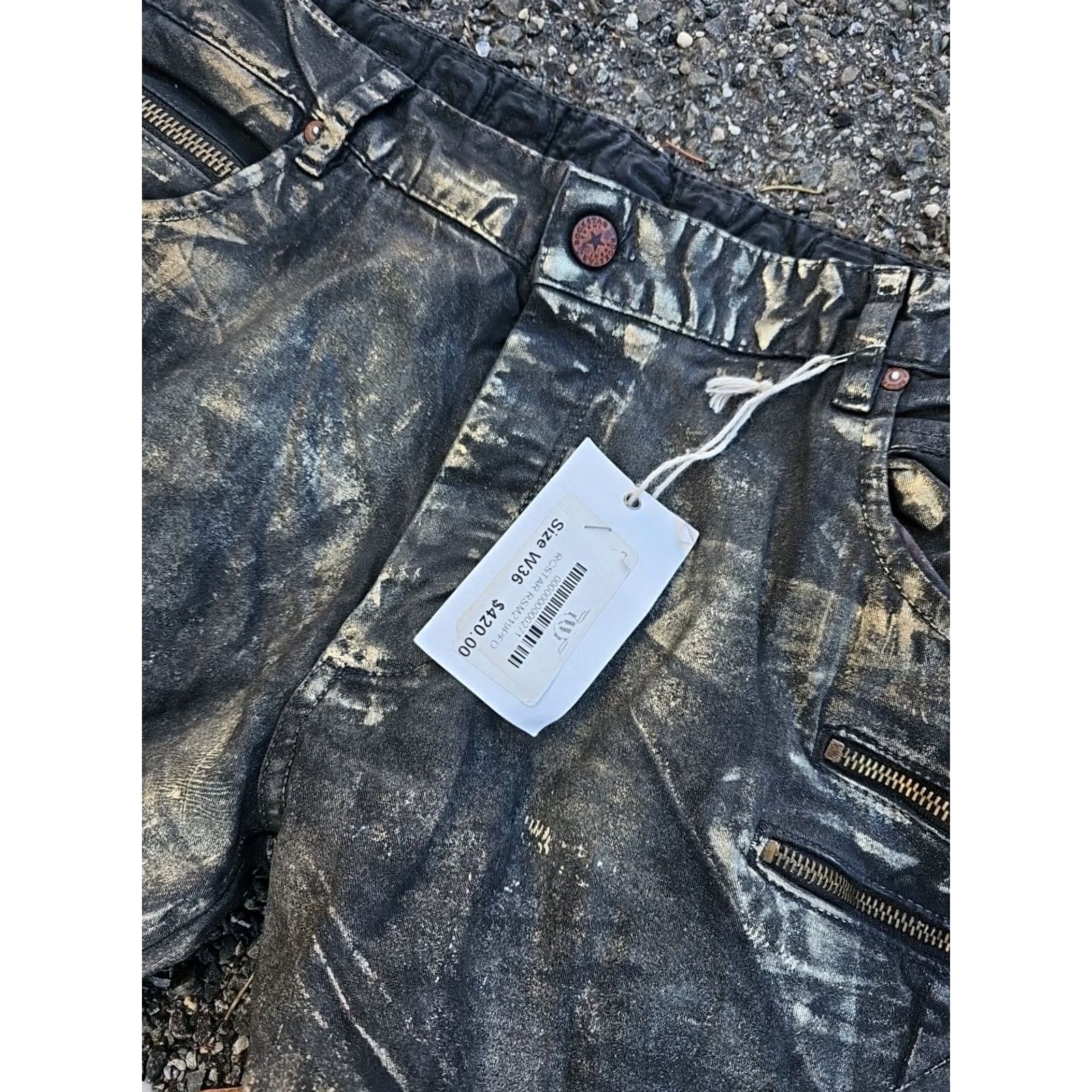 Denime Rockstar Jeans Black Denim Button Fly Slim Fit 36 Mens 5-Pocket NWT New Black Coated Moto Rugged Biker Motorcycle 34 Inseam Regular Size 36 Size US 36 / EU 52 - 4 Thumbnail