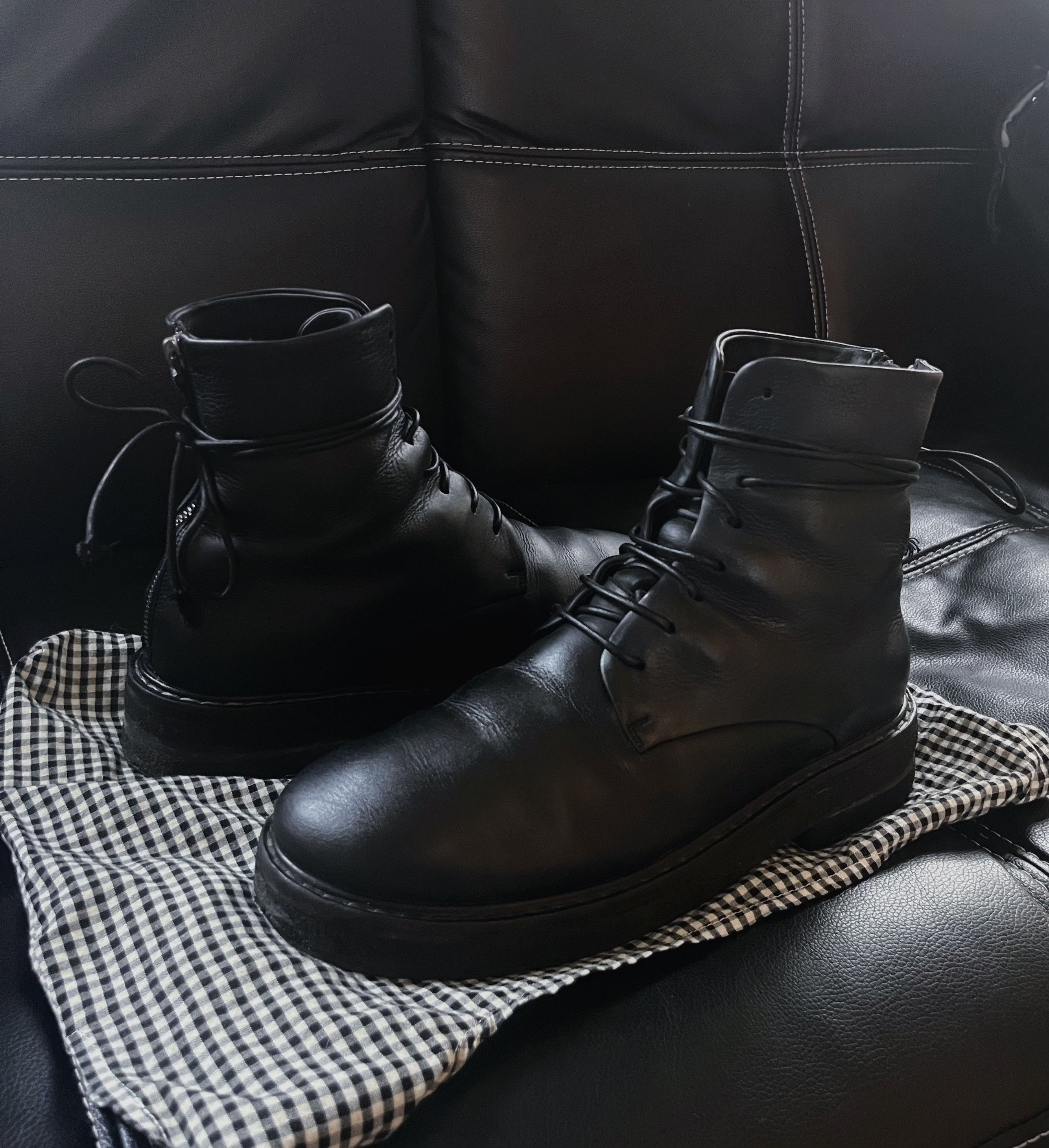 Marsell Marsèll Parrucca Shearling-Lined Combat Boots Black Leather Size US 7 / EU 40 - 1 Thumbnail