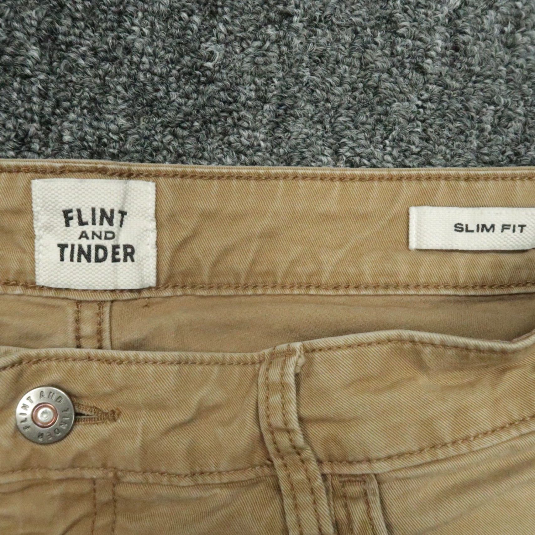 Vintage Flint & Tinder Pants Mens 36x26 Slim Fit Chino 5-Pocket Design Brown Tan Trousers Size US 36 / EU 52 - 4 Thumbnail