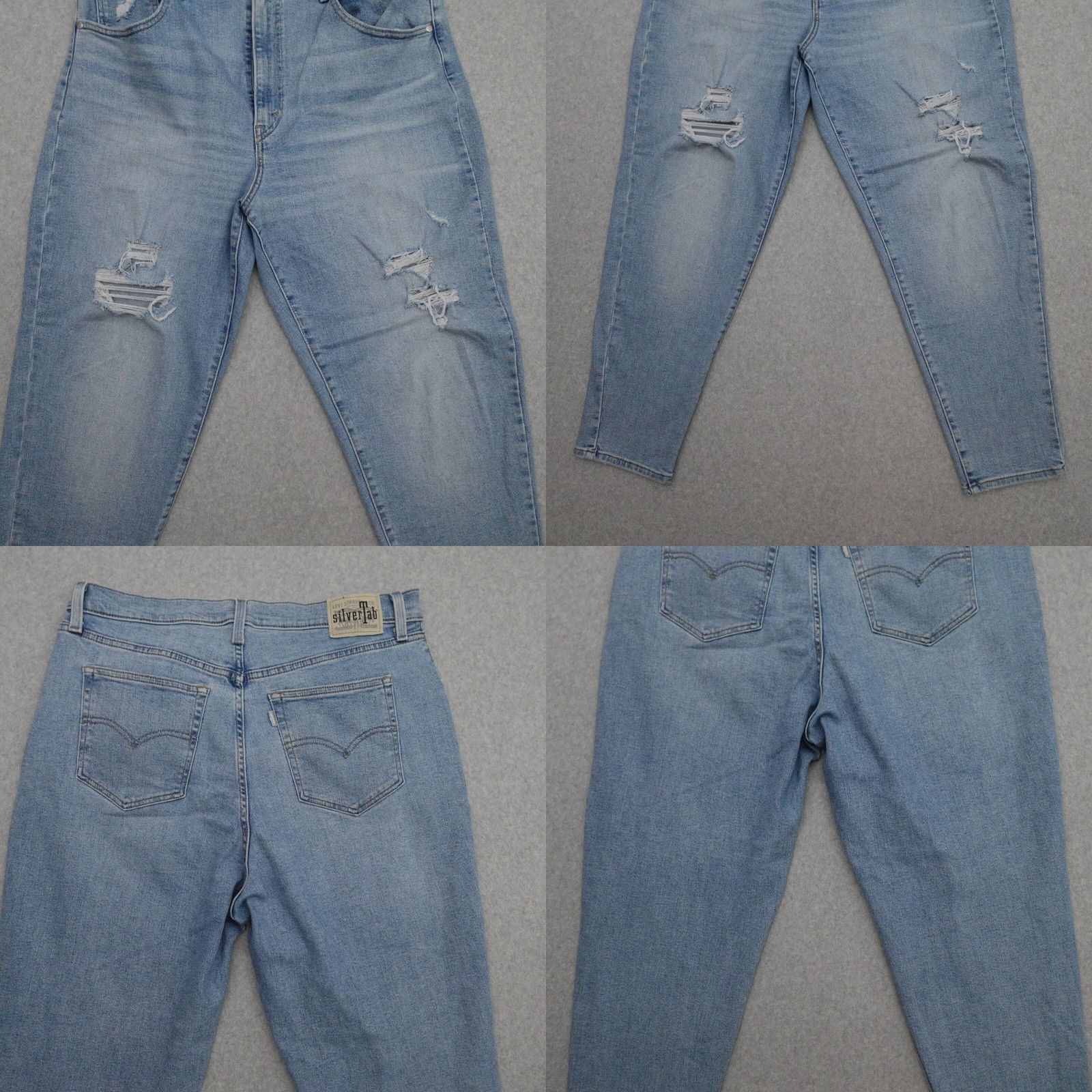 Levi's Levis Silvertab Jeans Womens Size 33 Mom Distressed Light Wash 33x29 Size 24" / US 00 / IT 34 - 9 Thumbnail