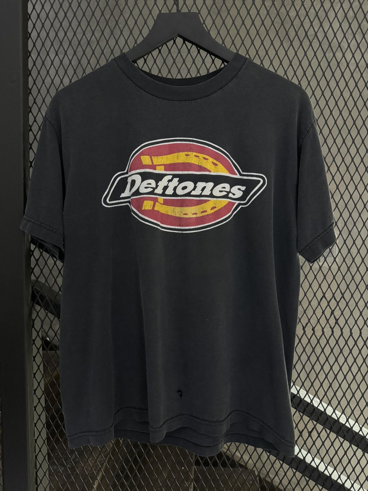 image of Band Tees x Vintage 1990S Super Deftones Dickies Logo in Black, Men's (Size Medium)