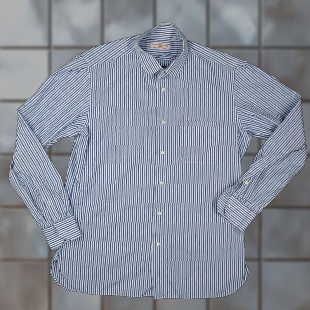 Vintage Luciano Barbera Shirt Men Large Blue White Striped Club Collar Button Down Italy Size US L / EU 52-54 / 3 - 1 Thumbnail