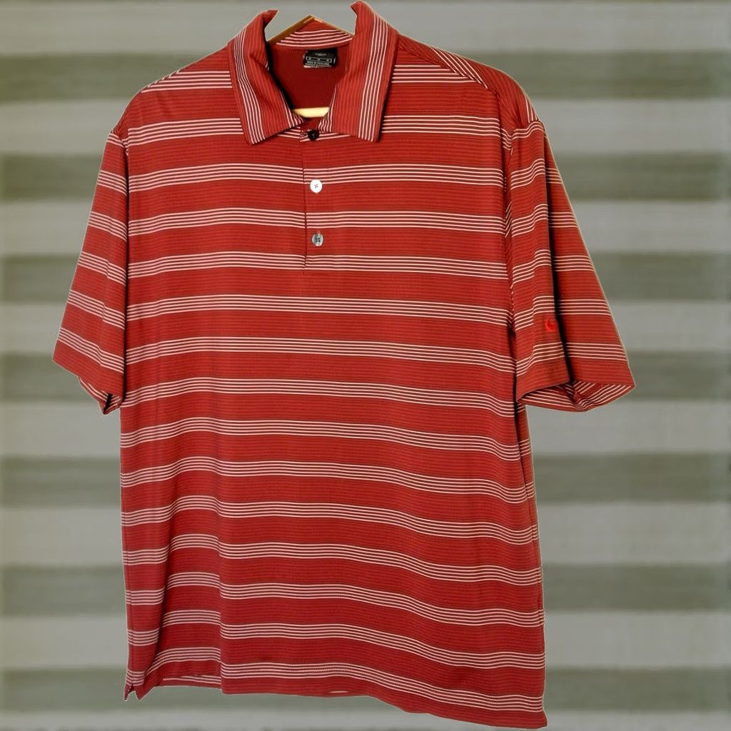 Nike Nike Shirt Mens M maroon Golf Dri Fit Polo Short Slv White Stripe Performance Size US M / EU 48-50 / 2 - 1 Thumbnail