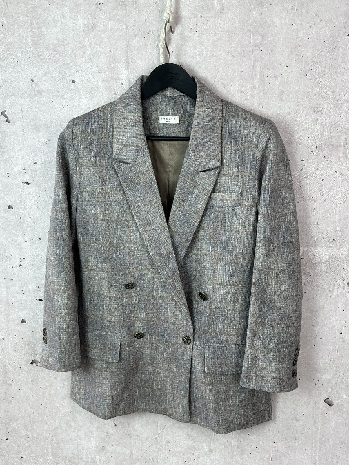 Sandro Sandro Paris Check Cotton Metal Buttons Double-Sided Blazer Size S / US 4 / IT 40 - 1 Thumbnail