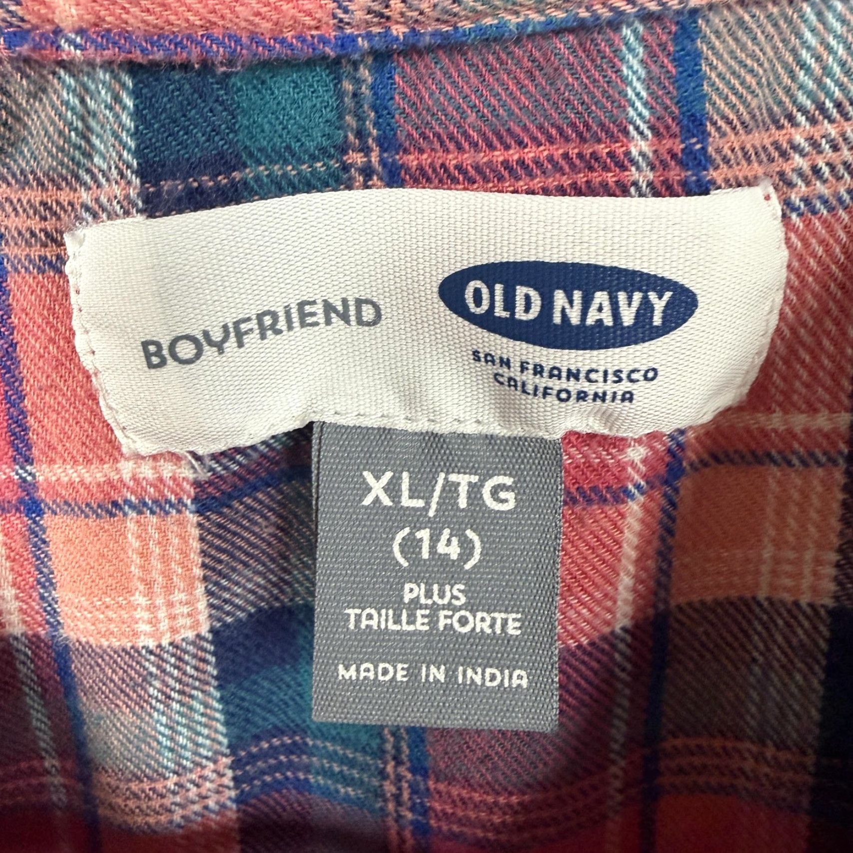 Old Navy Old Navy Boyfriend Shirt Womens XL Plus Pink Blue Plaid Flannel Grunge Normcore Shirt Size XL / US 12-14 / IT 48-50 - 5 Thumbnail