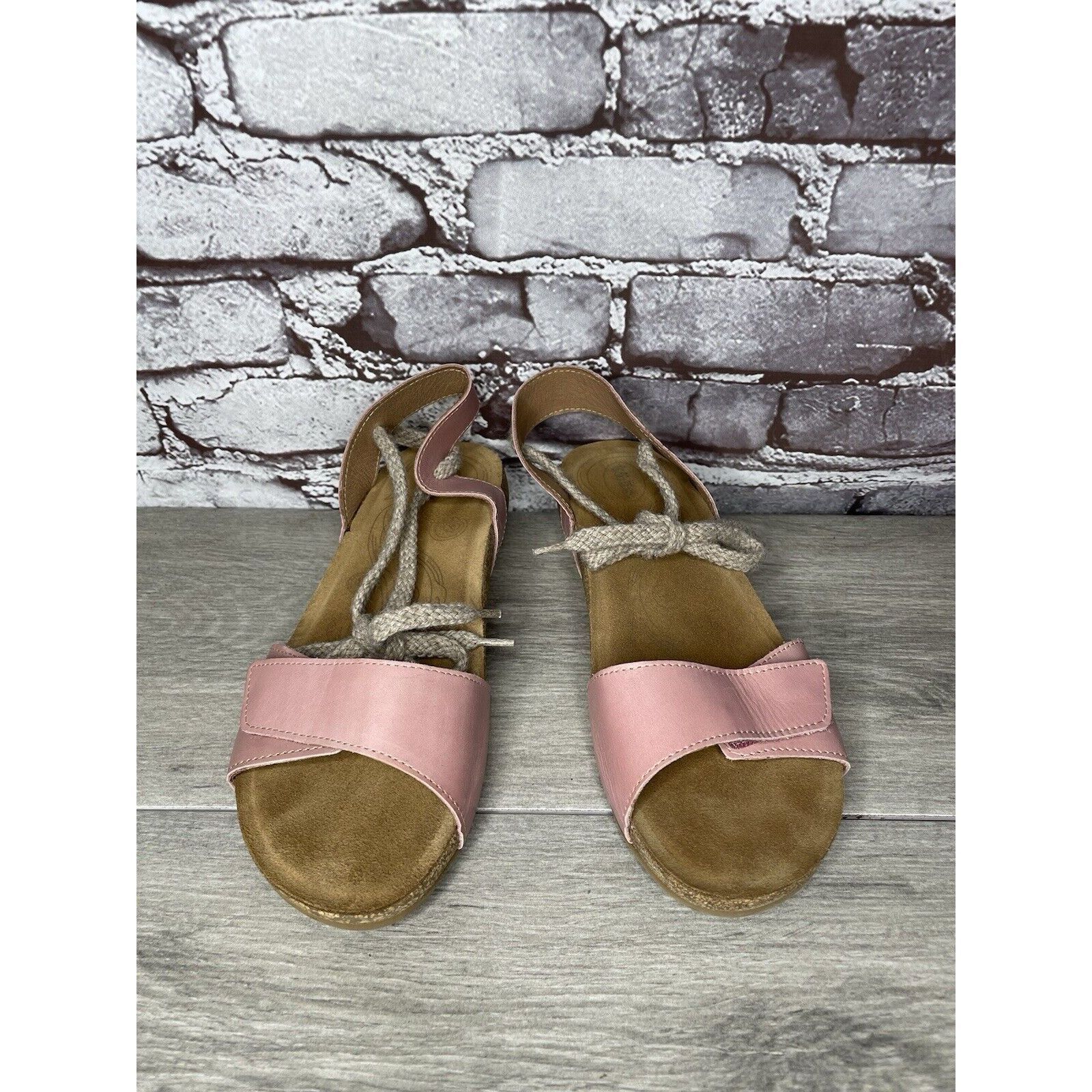 Other TAOS Pink Leather Ankle Lace Strap Cork Wedge Sandals Women Size US 9.5 / IT 39.5 - 20 Thumbnail
