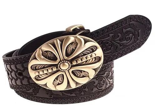 Japanese Brand Mikami x Nami Retro brown carved leather belt Size ONE SIZE - 5 Thumbnail