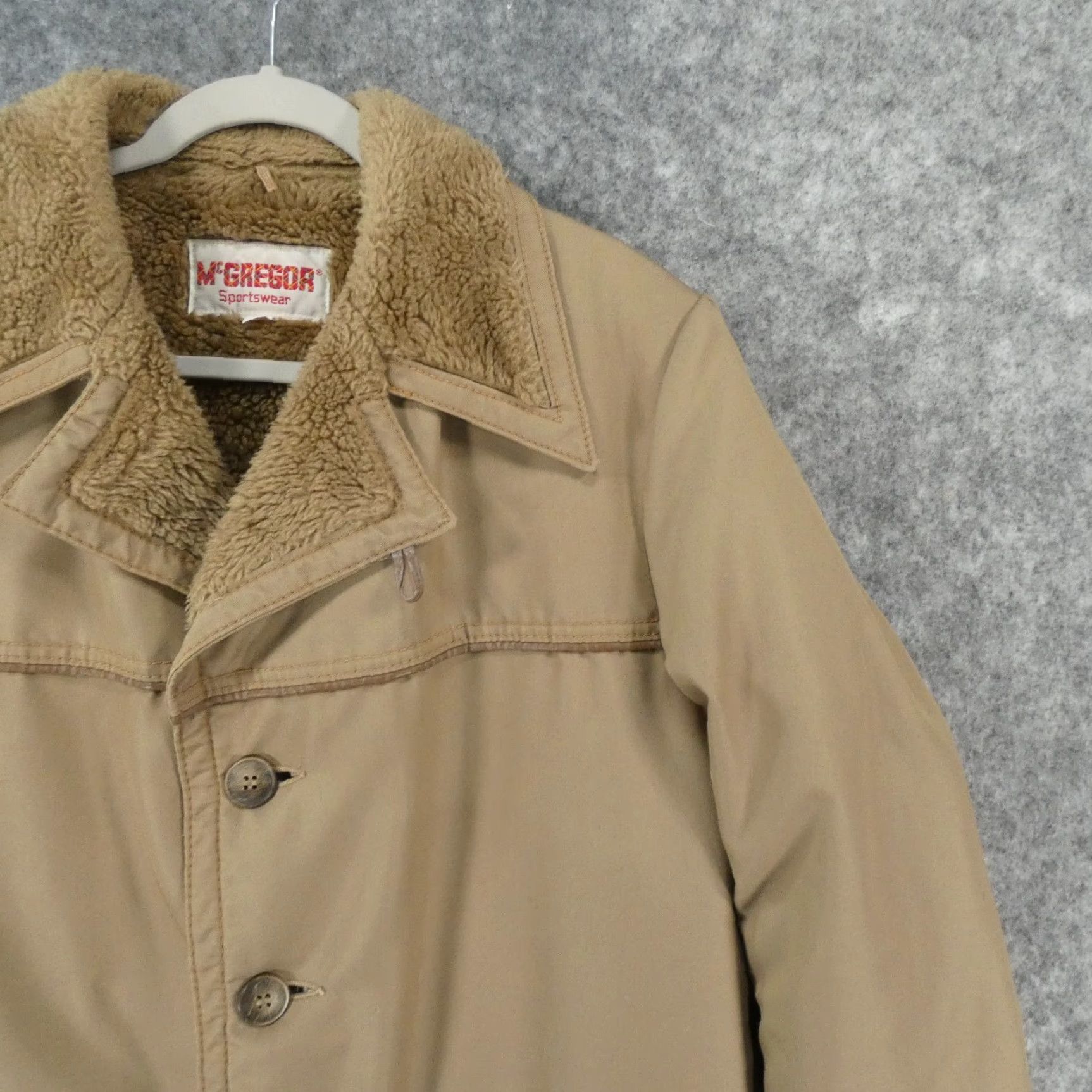 McGregor VINTAGE McGregor Mens Jacket Chore Coat 38 Brown Sherpa Lined Button Up Overcoat Size US XXS / EU 40 - 6 Thumbnail