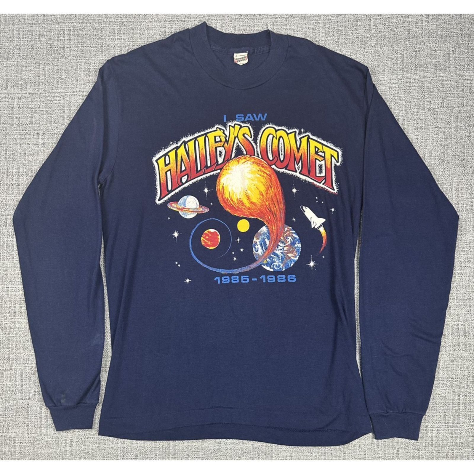 The Unbranded Brand Halley's Comet Shirt Sz Small Space Graphic Long Sleeve 80s Size US S / EU 44-46 / 1 - 1 Thumbnail