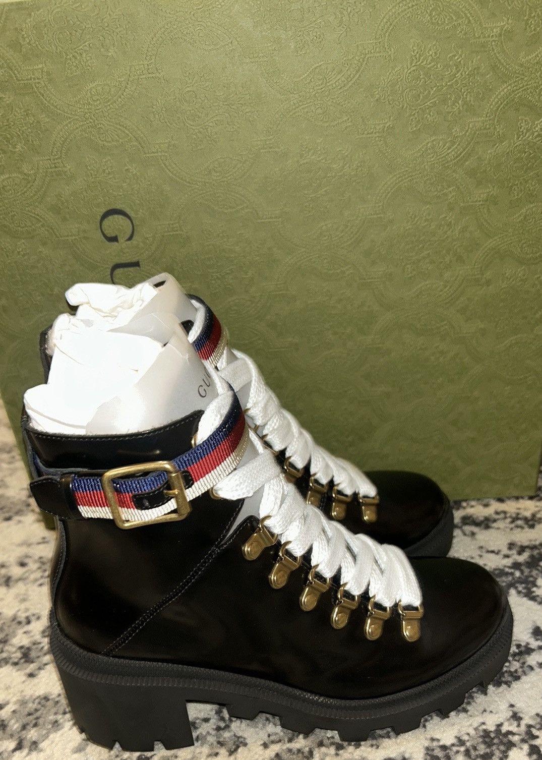 Gucci Gucci Leather Ankle Boots with Sylvie Web Size US 5 / IT 35 - 3 Thumbnail