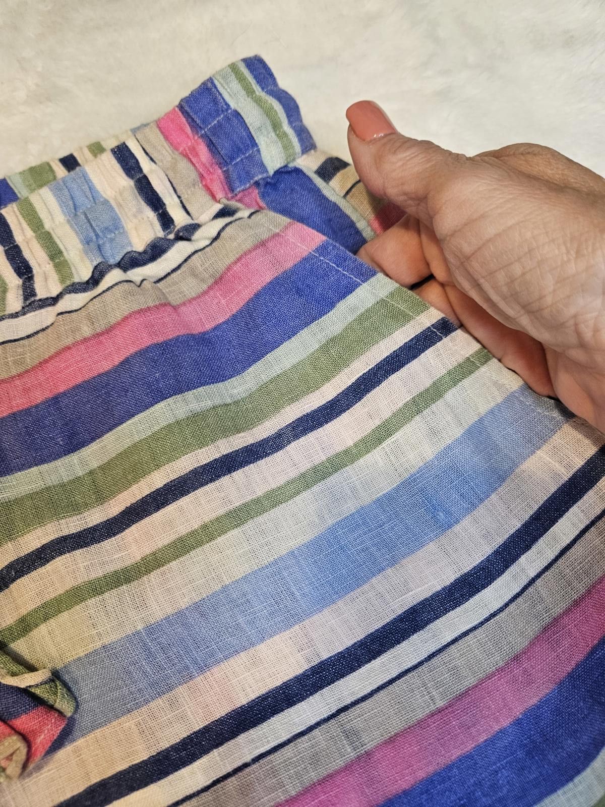 Designer Calypso Colorful Striped Linen Summer Shorts Size 28" / US 6 / IT 42 - 4 Thumbnail