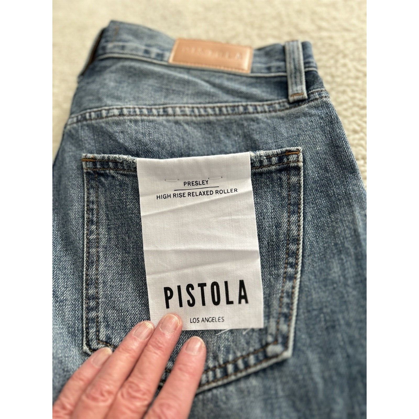 Pistola Presley High Rise Relaxed Roller Jean Crop Length in