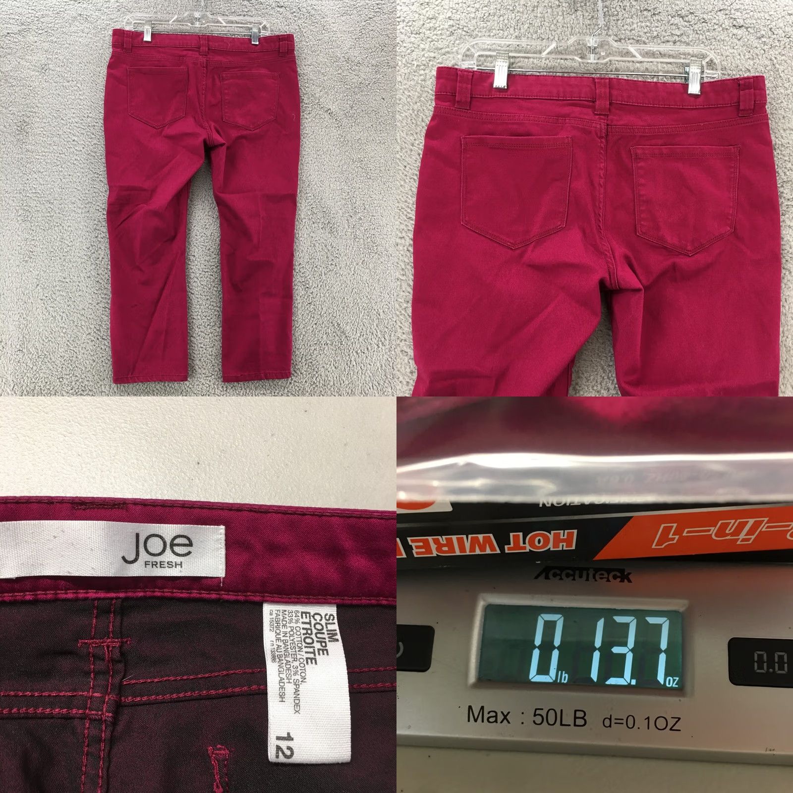 Vintage VINTAGE: No Joe Fresh Slim Straight Leg Pants Womens 12 Magenta Flat Front Mid Rise Zip Fly Shirt? Size 34" / US 12 / IT 48 - 8 Thumbnail