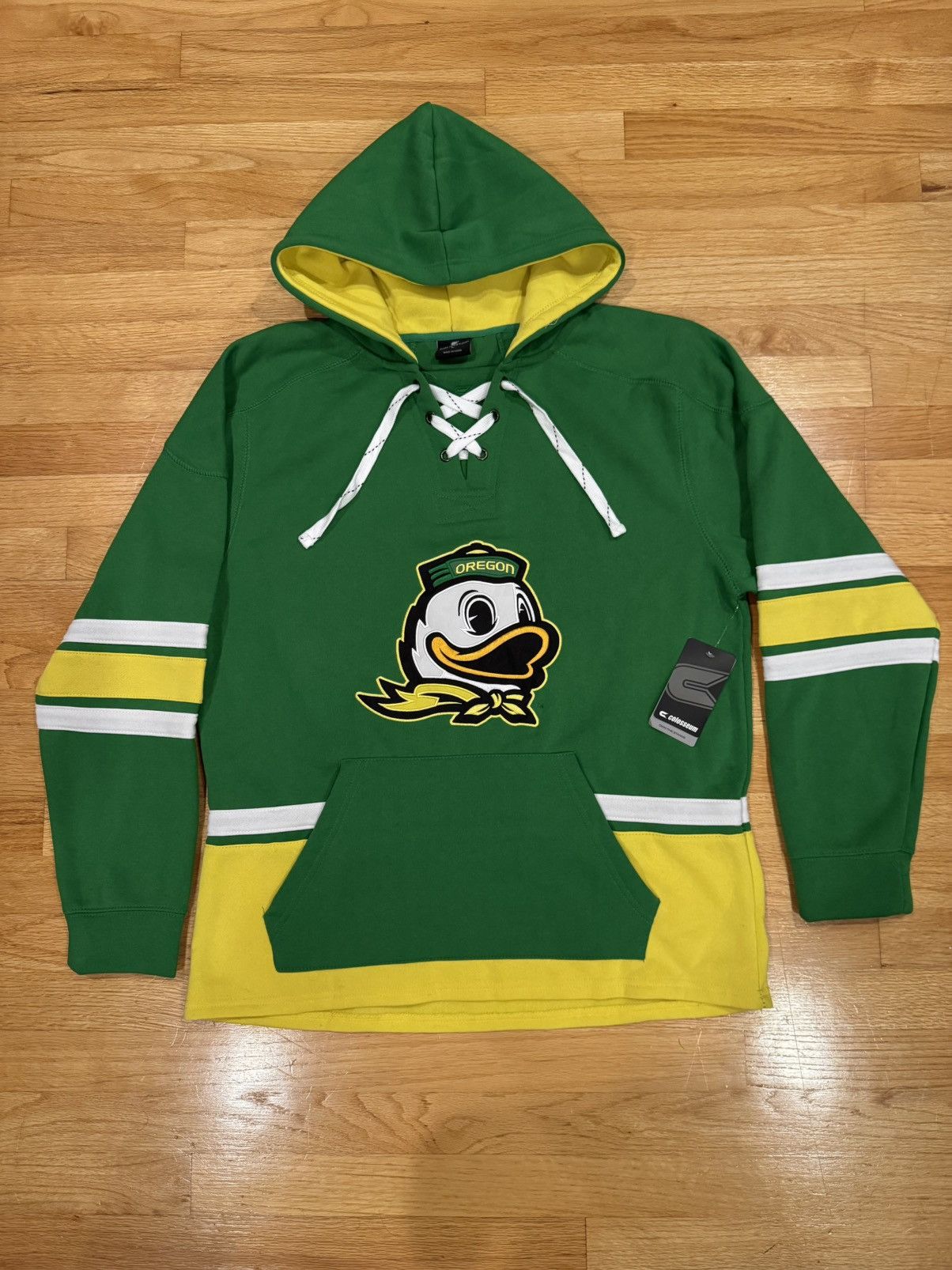 NWT Colosseum Oregon Ducks Hockey Lace-Up Hoodie Embroidered