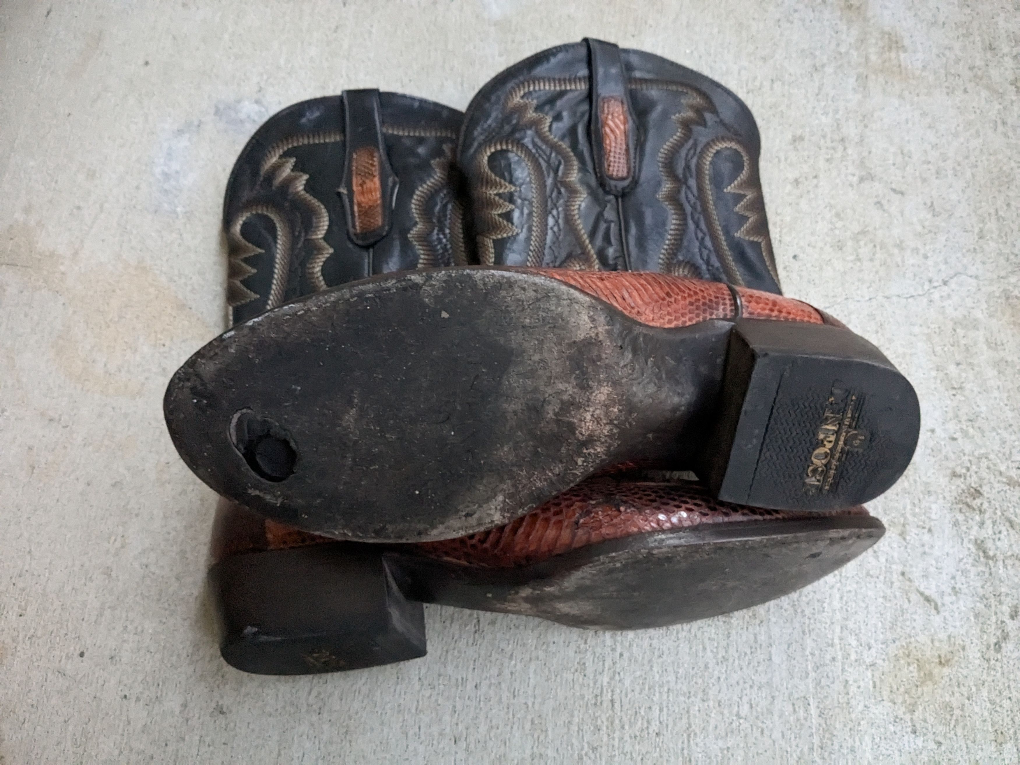 Dan Post × Vintage Dan Post Cowboy Boots Brown 10 EW Wide Snake Leather Size US 10 / EU 43 - 16 Thumbnail
