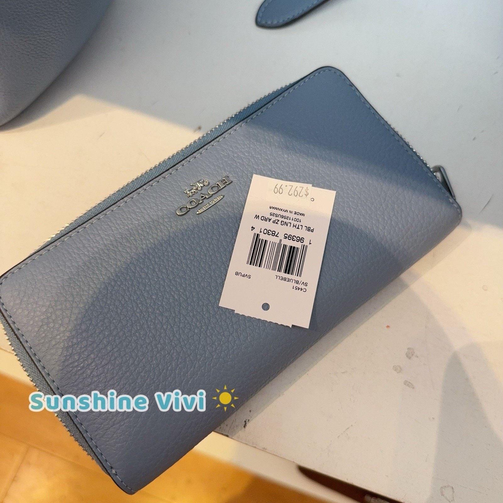 Coach NWT Coach Long zip around wallet C4451 Silver/Bluebell Size ONE SIZE - 3 Thumbnail