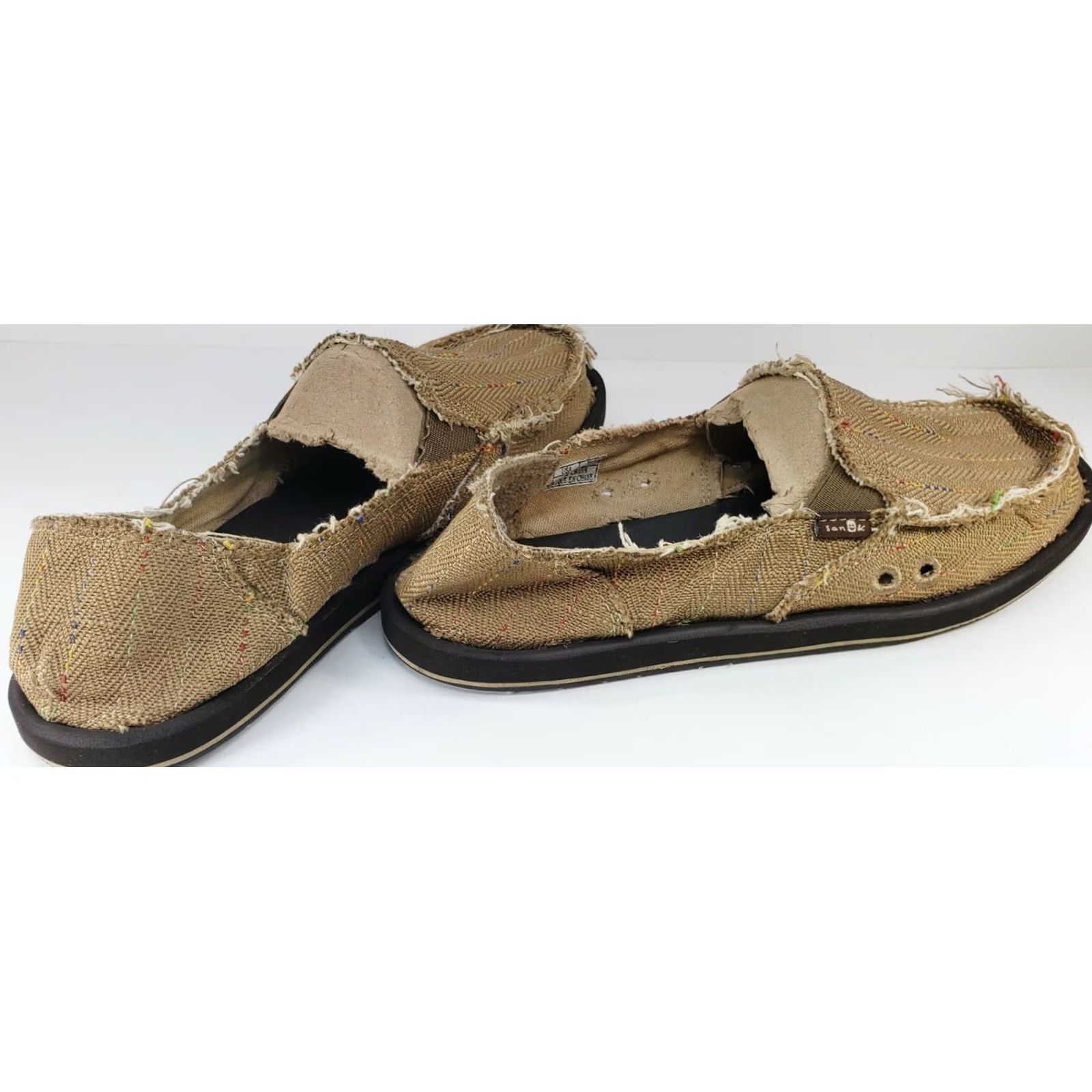 Sanuk Sanuk Donna Women's Loafers 8M 39EU Caramel Striped Casual Comfort Size US 8 / IT 38 - 4 Thumbnail