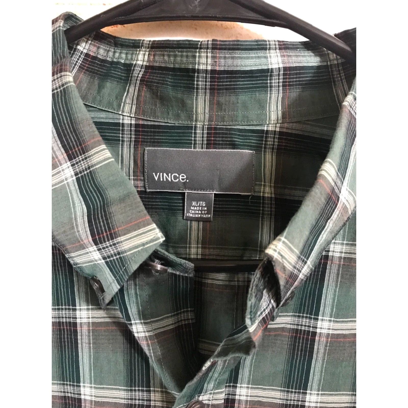 Vince Vince Mens Plaid Long Sleeve Button-Up XL Green Shirt Size US XL / EU 56 / 4 - 2 Thumbnail