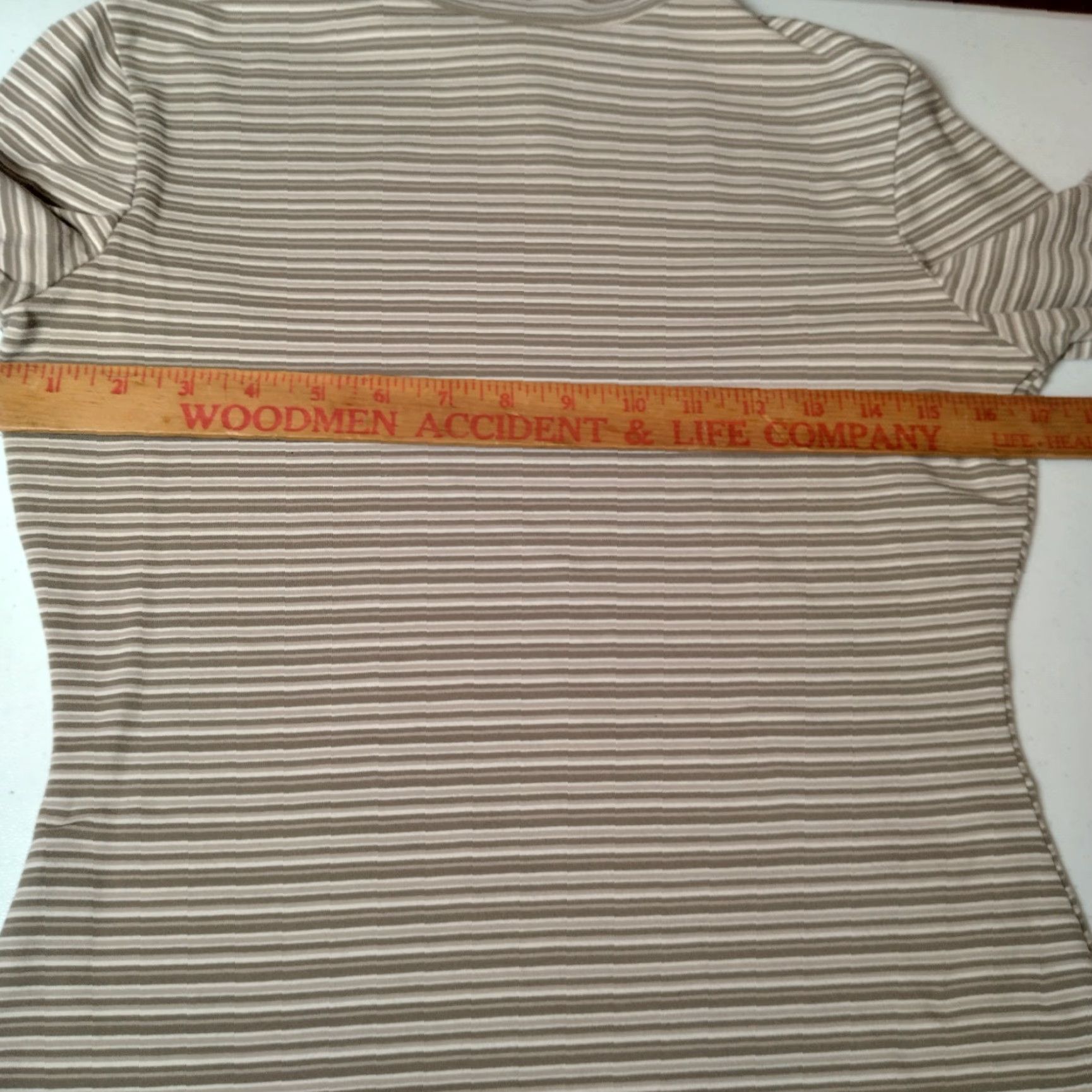 Express VINTAGE Express Tricot Shirt Women M Mock Neck Striped Khaki Tan Preppy 90s Retro Casual Pullover Size M / US 6-8 / IT 42-44 - 6 Thumbnail