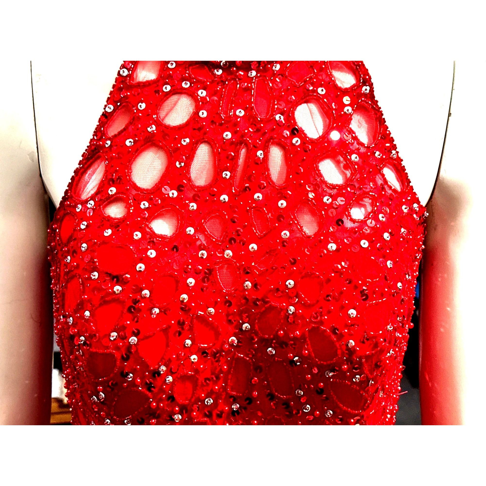 Other Niteline Della Roufogali Size 4 Red Beaded Silk Halter Open Size S / US 4 / IT 40 - 7 Thumbnail