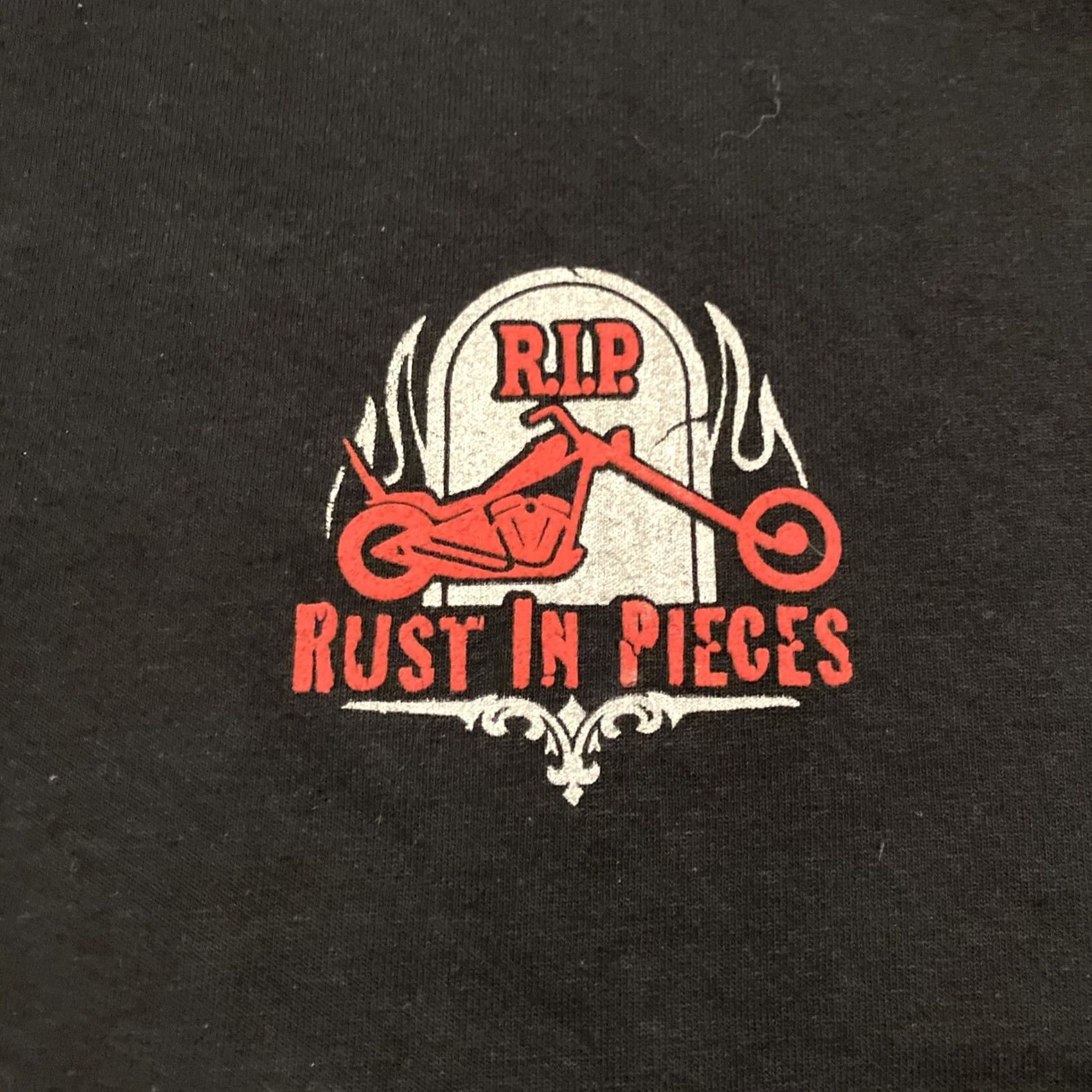 Gildan VINTAGE Gildan T-Shirt Chopper Graveyard RUST IN PIECE Graphic on Front Harley Davidson Black Medium Men Mens Size US M / EU 48-50 / 2 - 2 Thumbnail
