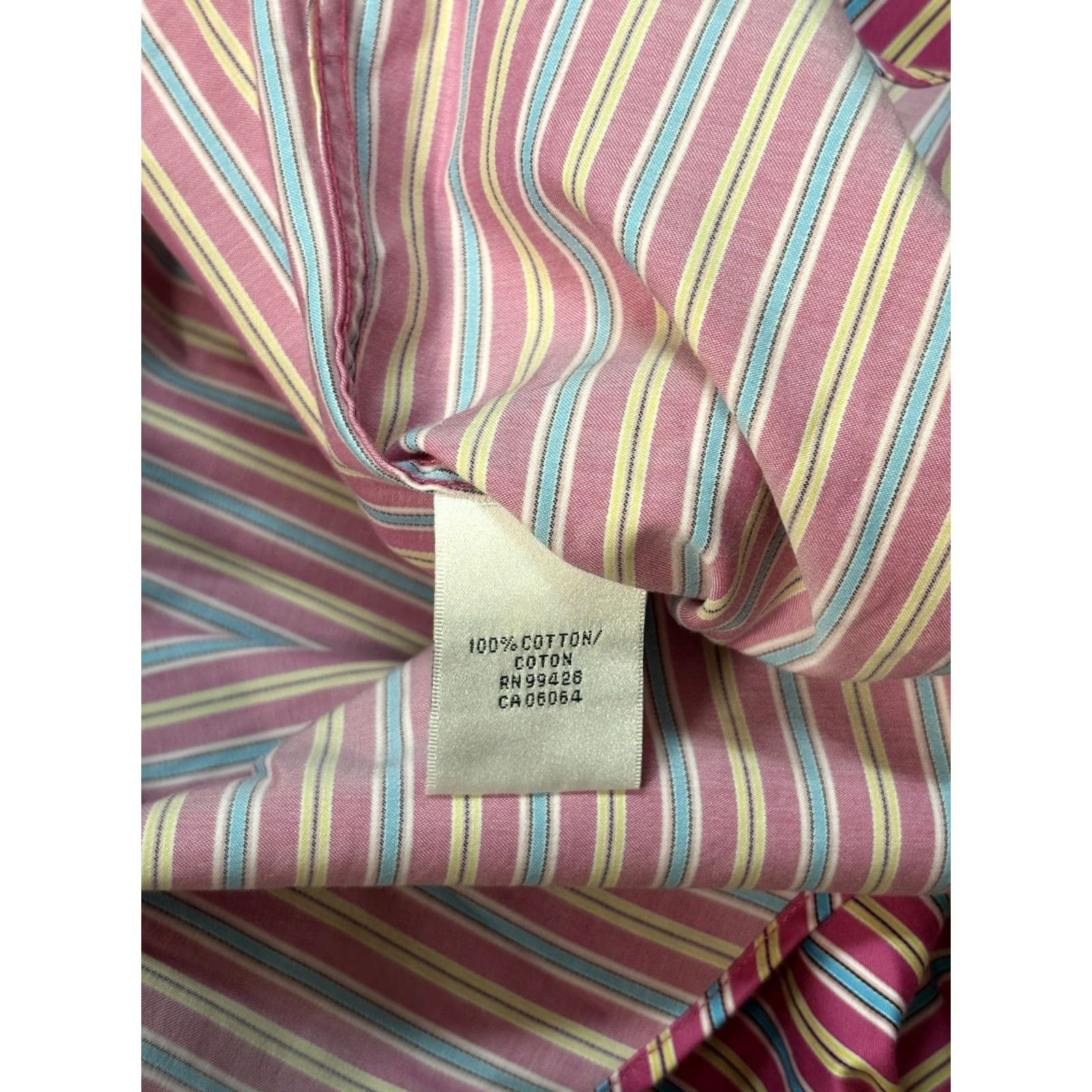 BUGATCHI Bugatchi Shaped Fit Shirt Mens XL Pink Multicolor Striped Button-Up Long Sleeve Size US XL / EU 56 / 4 - 5 Thumbnail