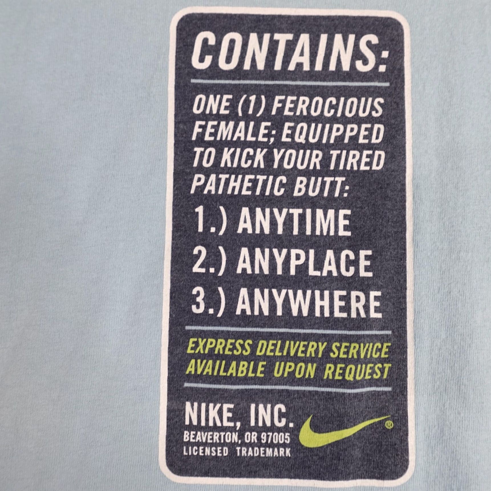 Nike VINTAGE Nike Shirt Women L Blue Double Sided Center Swoosh Back Feminist Size L / US 10 / IT 46 - 2 Thumbnail