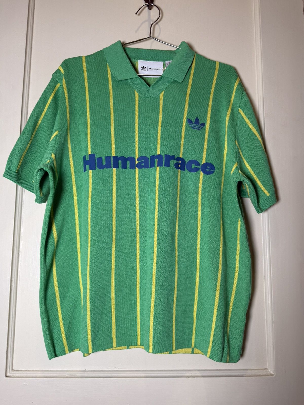 Adidas × Pharrell Adidas x Pharrell Human Race Hu Green Knit Polo Jersey Size US L / EU 52-54 / 3 - 1 Thumbnail