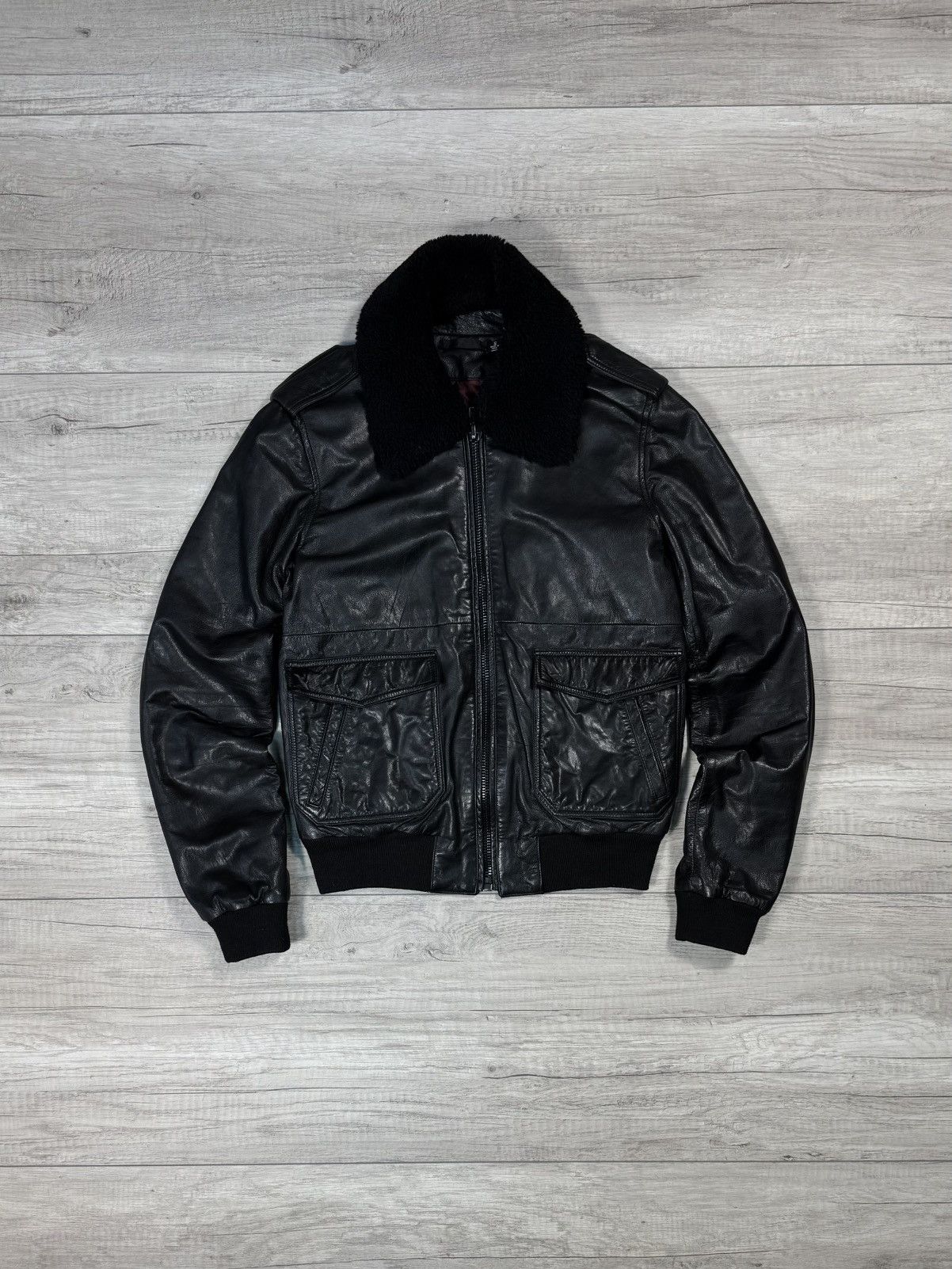 Blk Dnm BIk Dm Leather Flight Pockets Black Jacket Size S Size S / US 4 / IT 40 - 2 Thumbnail
