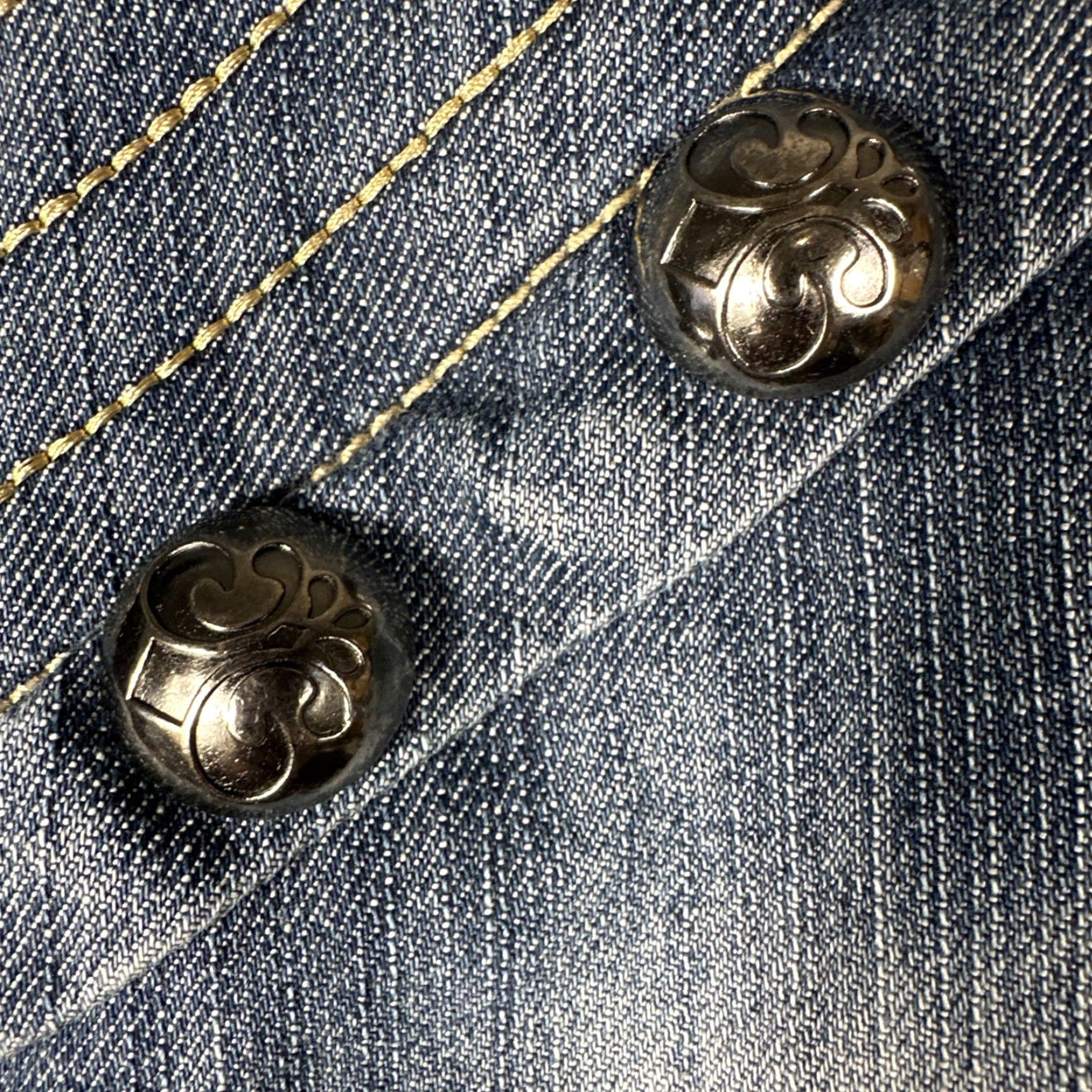 Denime Y2K Dereon Jean Jacket Womens Large Denim Zip Button Up Beyoncé Boho Shirt Womens L Denim Jacket 90s Bohemian Shirts Men? Size 36" / US 14 / IT 50 - 5 Thumbnail