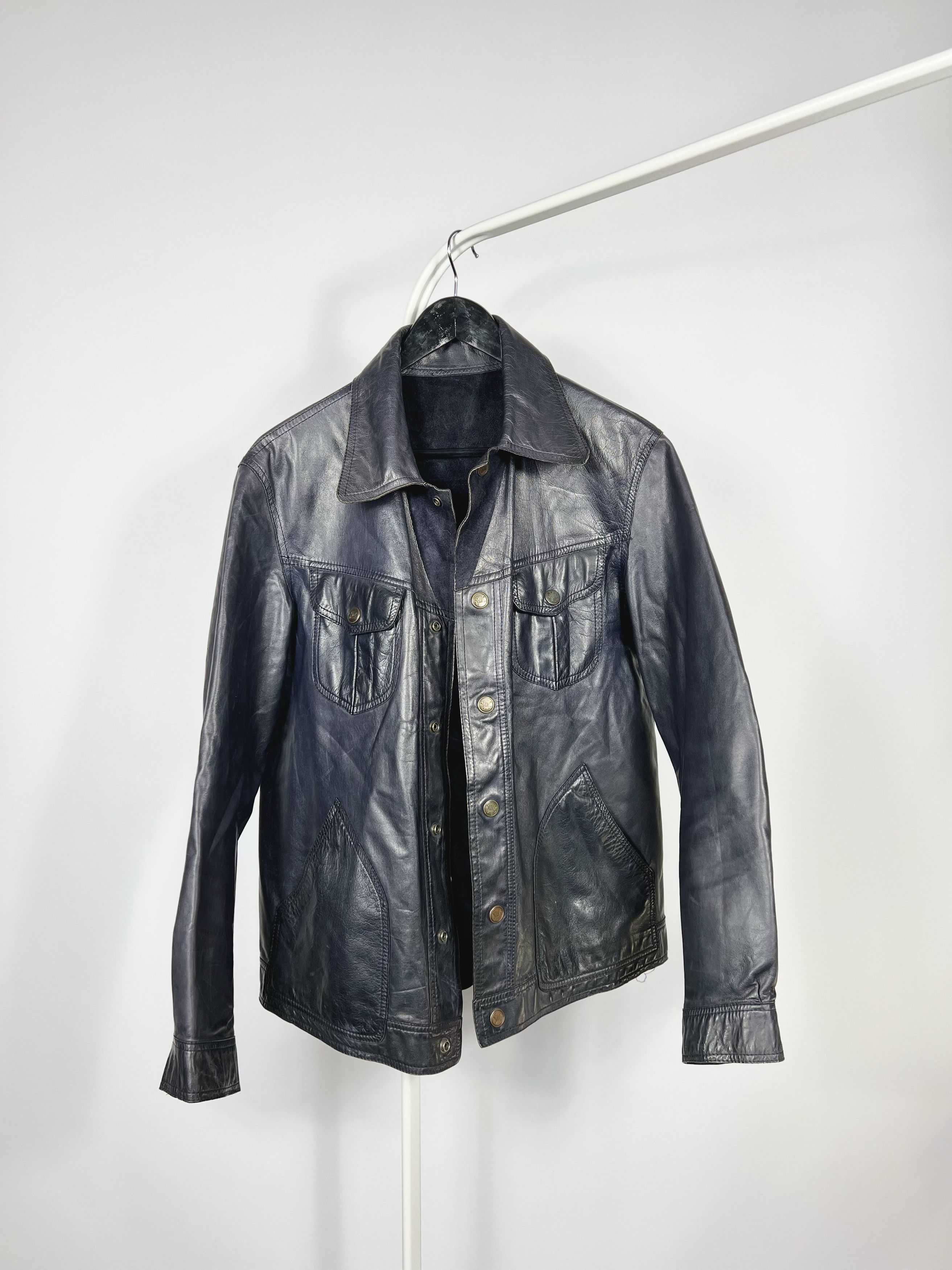 image of Leather Jacket x Vintage Huc Of Sweden Vintage 60S in Blue, Men's (Size Large)