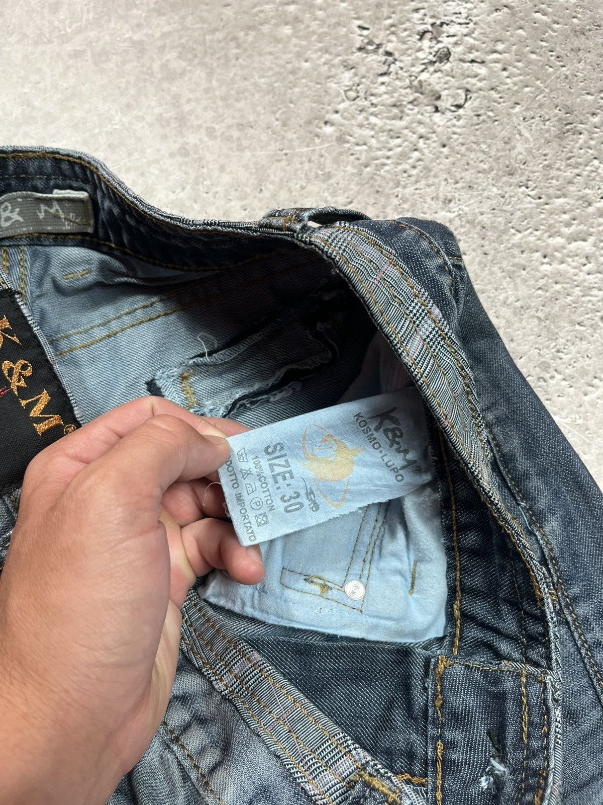 Other Y2K K&M Kosmo Lupo Distressed Jeans W30 Italy Streetwear Size US 30 / EU 46 - 17 Thumbnail